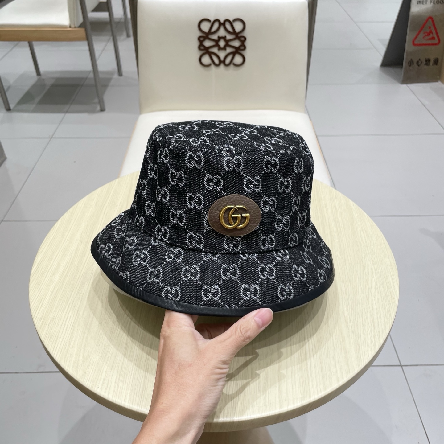  GUCCI古奇 2025专柜新款提花款牛仔渔夫帽，很潮！休闲运动款，经典制作，超级好搭衣服！显脸小