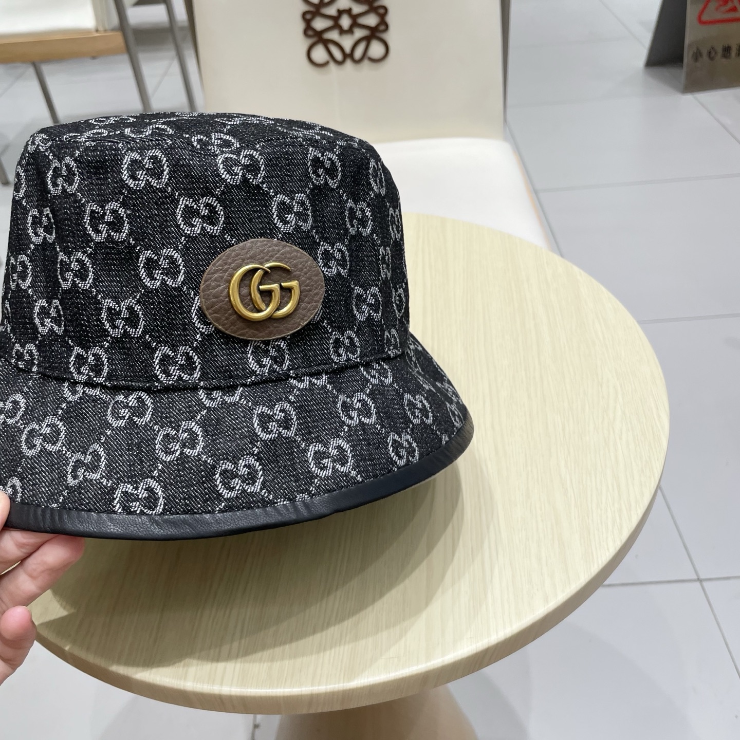  GUCCI古奇 2025专柜新款提花款牛仔渔夫帽，很潮！休闲运动款，经典制作，超级好搭衣服！显脸小