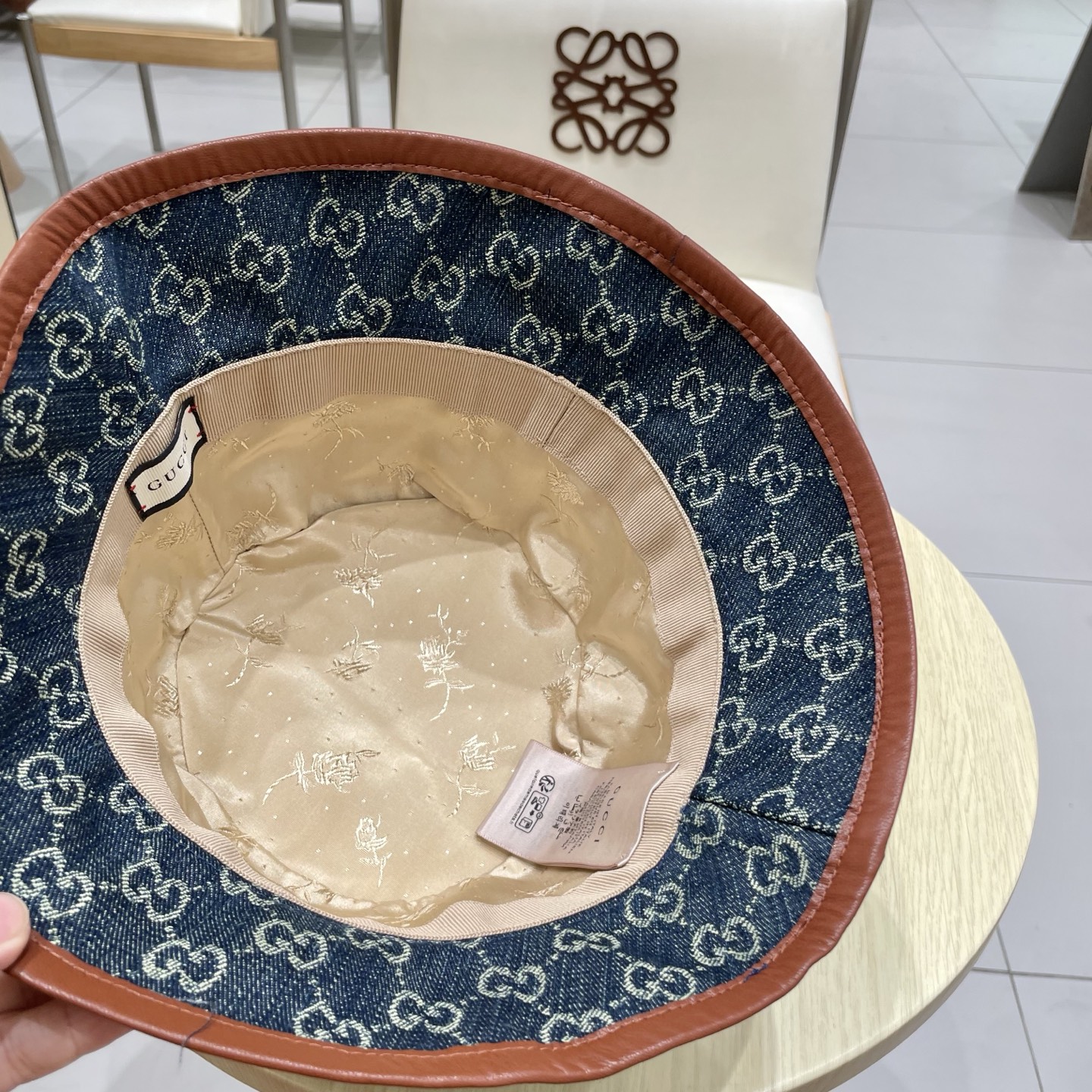  GUCCI古奇 2025专柜新款提花款牛仔渔夫帽，很潮！休闲运动款，经典制作，超级好搭衣服！显脸小