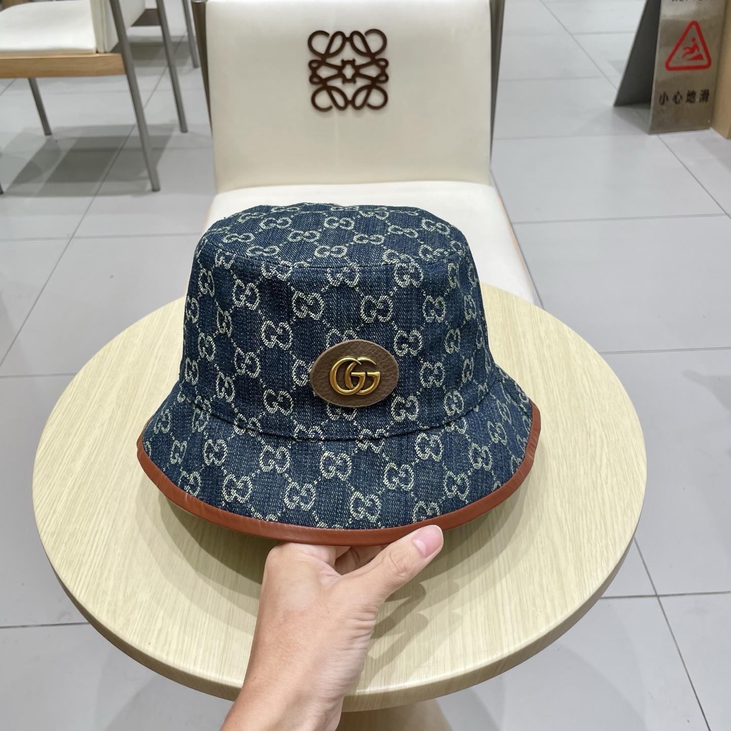  GUCCI古奇 2025专柜新款提花款牛仔渔夫帽，很潮！休闲运动款，经典制作，超级好搭衣服！显脸小