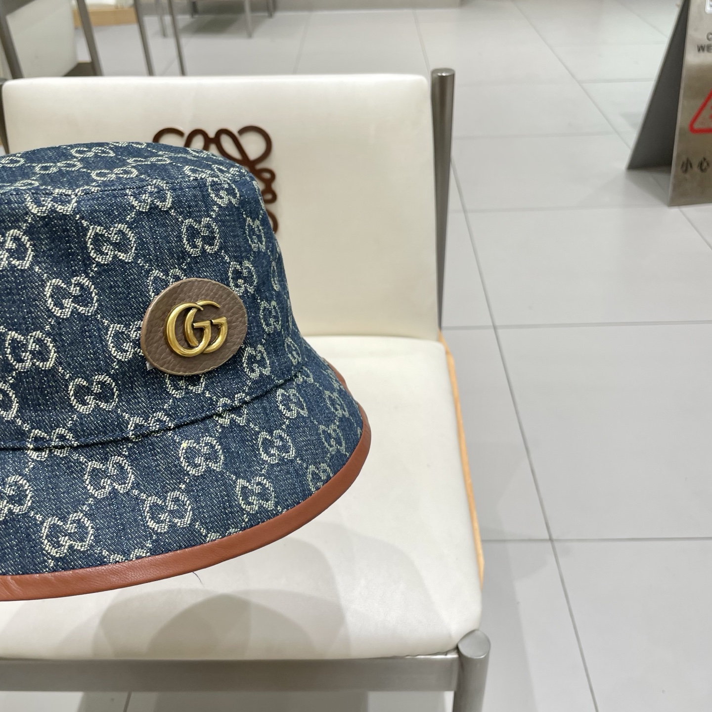  GUCCI古奇 2025专柜新款提花款牛仔渔夫帽，很潮！休闲运动款，经典制作，超级好搭衣服！显脸小