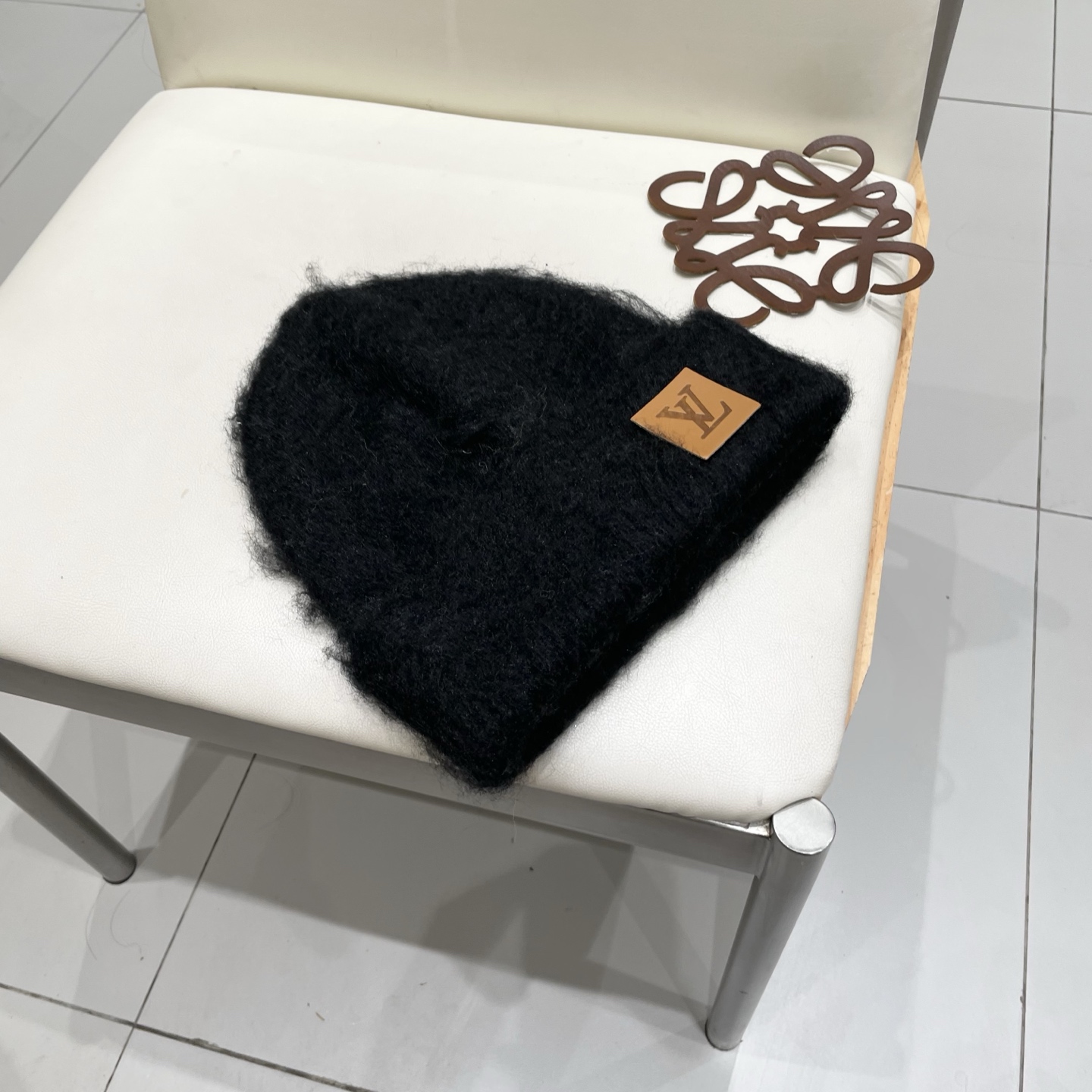 🧢路易威登LouisVuitton😍拉毛软糯针织帽子女冬季毛绒保暖毛线帽白色护耳帽冷帽男