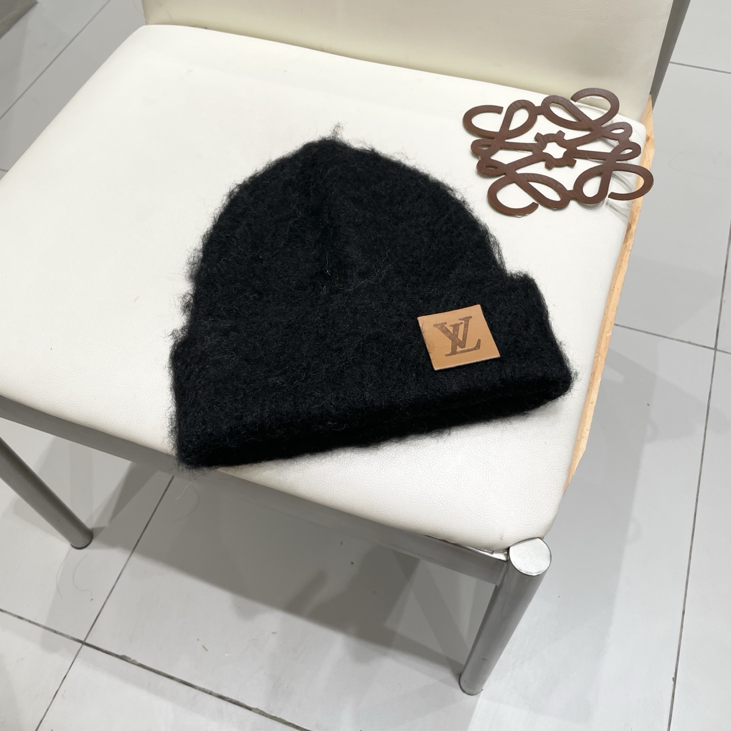 🧢路易威登LouisVuitton😍拉毛软糯针织帽子女冬季毛绒保暖毛线帽白色护耳帽冷帽男