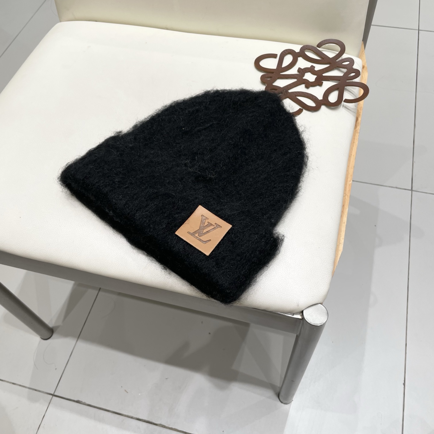 🧢路易威登LouisVuitton😍拉毛软糯针织帽子女冬季毛绒保暖毛线帽白色护耳帽冷帽男