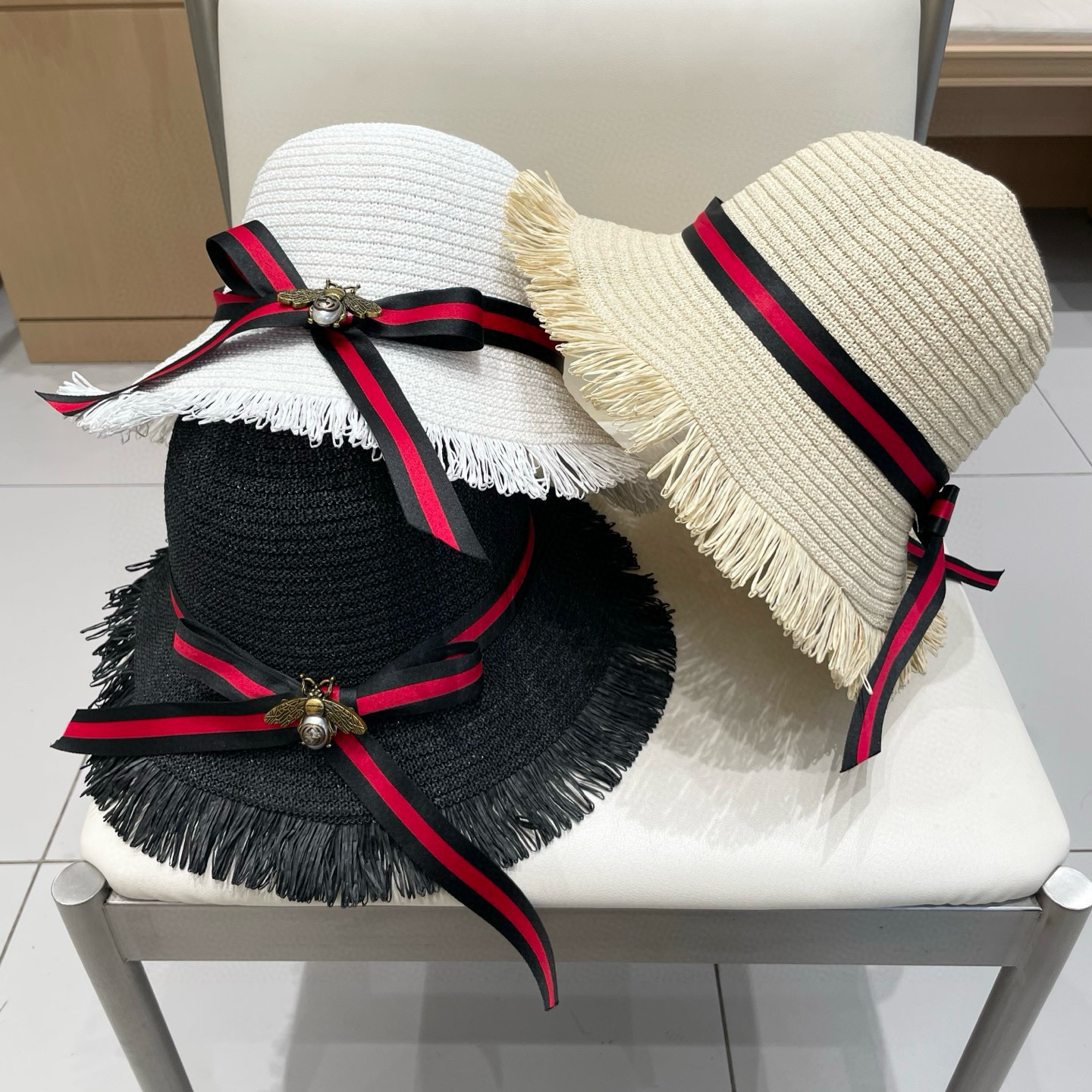  Chanel香奈儿草帽，盆帽，名媛风PP草帽，头围57cm