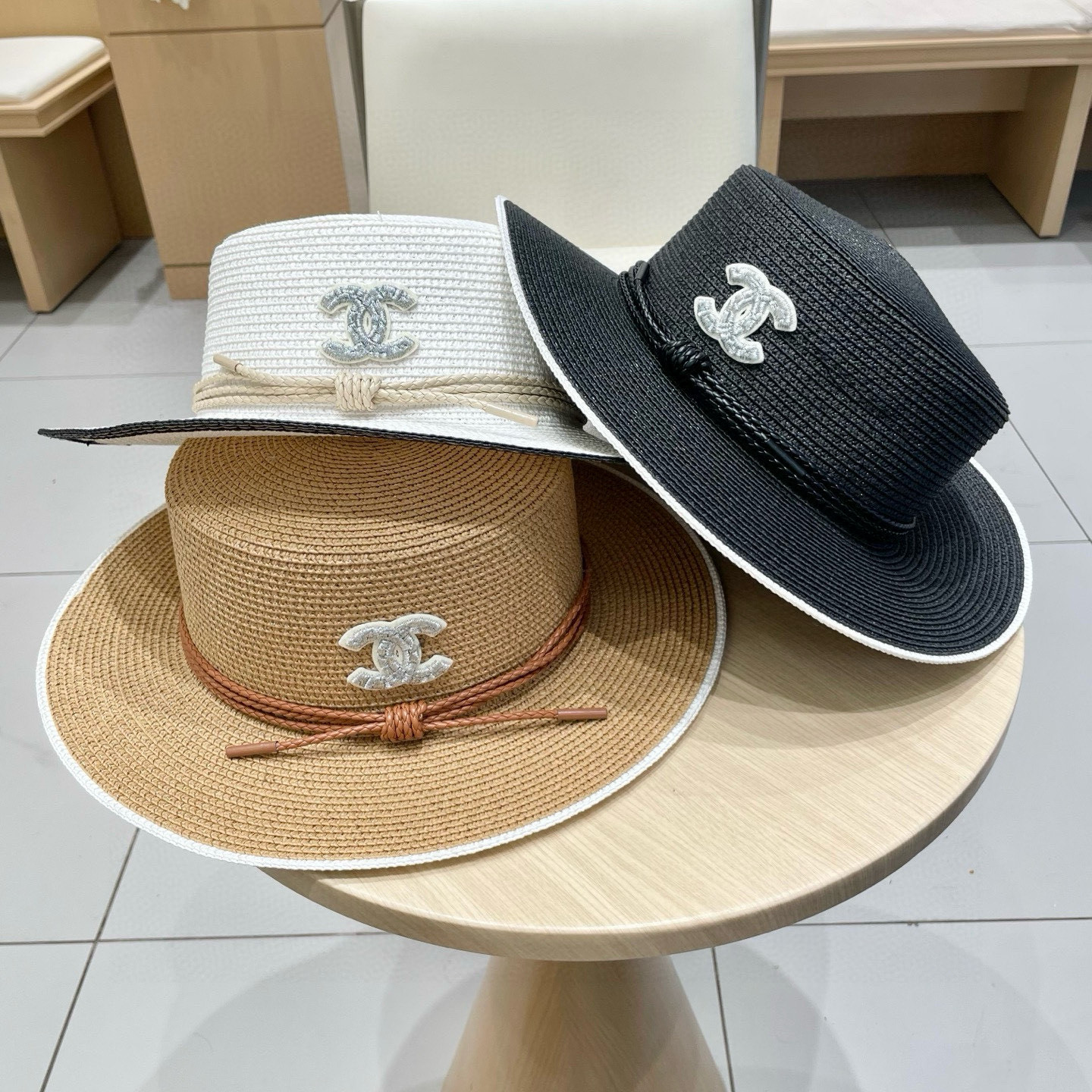  Chanel香奈儿新款草帽，平顶名媛风遮阳帽，头围57cm
