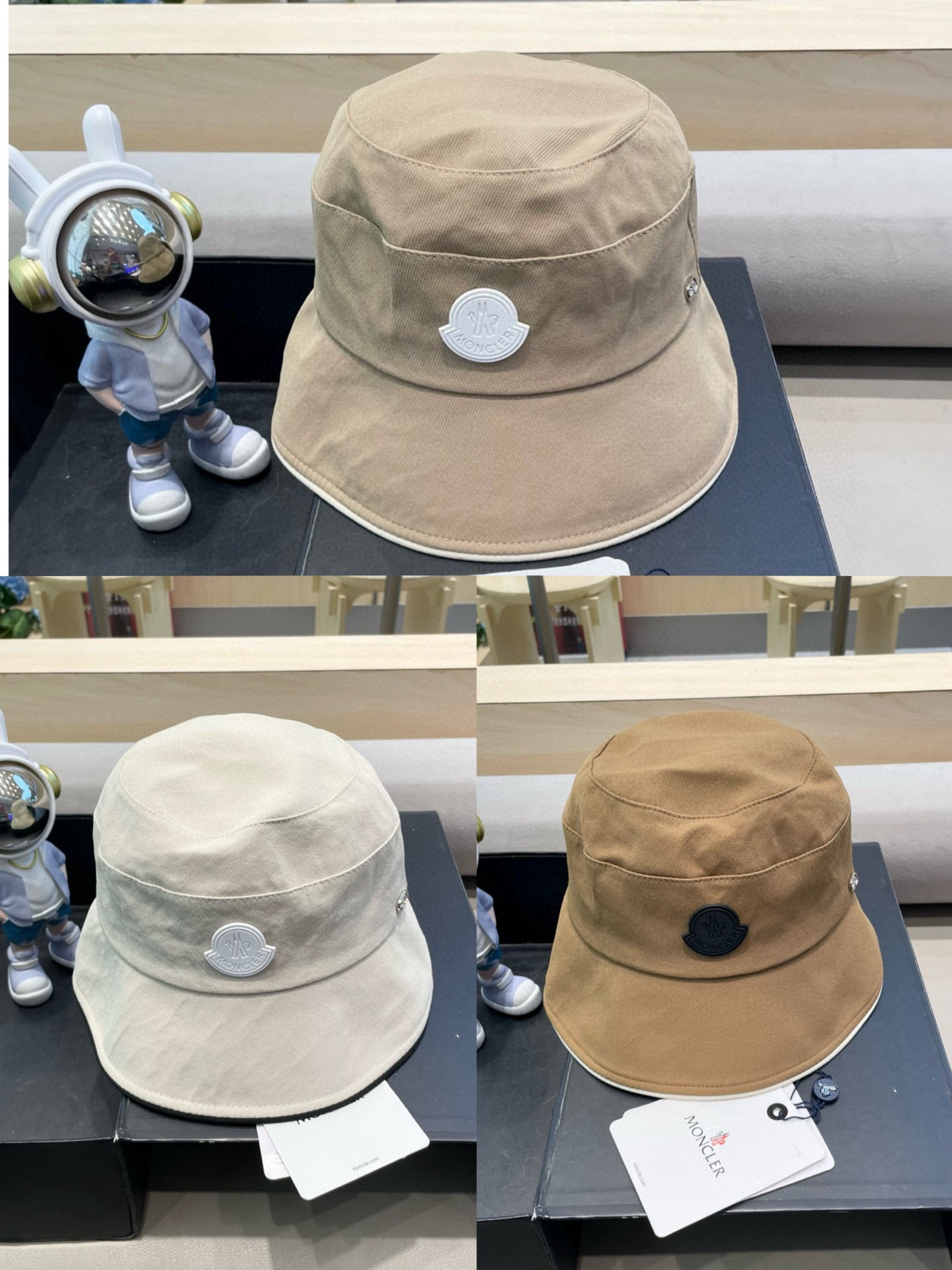  moncler撞色蝴蝶结渔夫帽女春秋新款时尚显脸小盆帽韩版宽檐百搭遮脸帽子