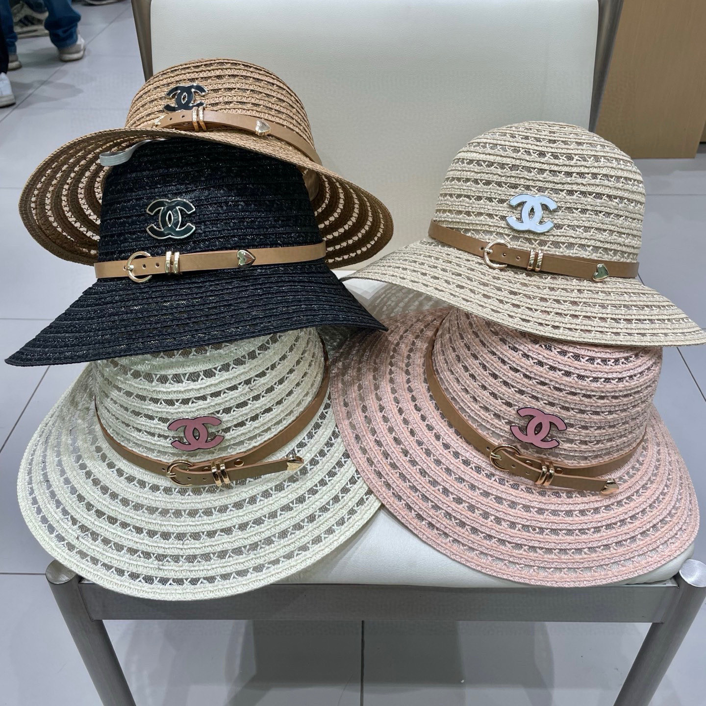  Chanel香奈儿圆顶镂空礼帽，草帽，超重工定制，头围57cm