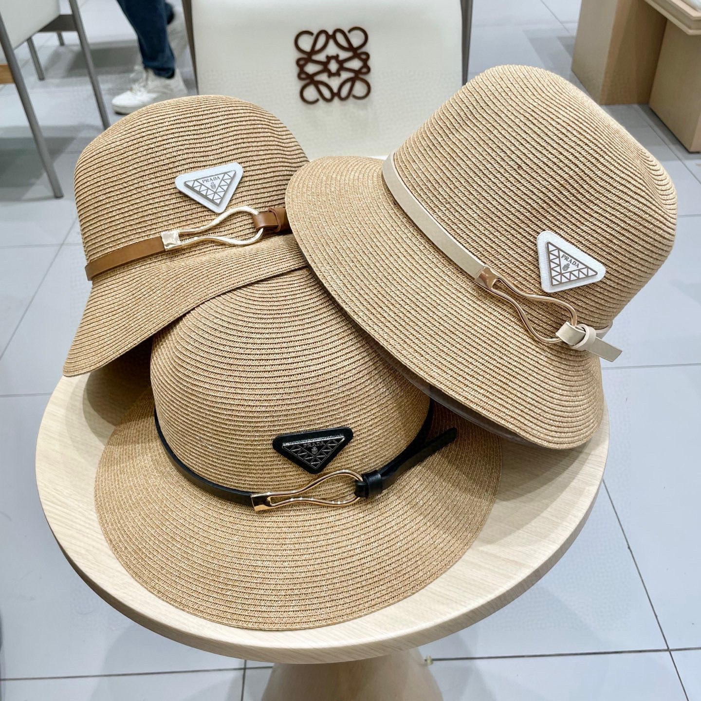  PRADA草帽，细草制作，可折叠，头围57cm