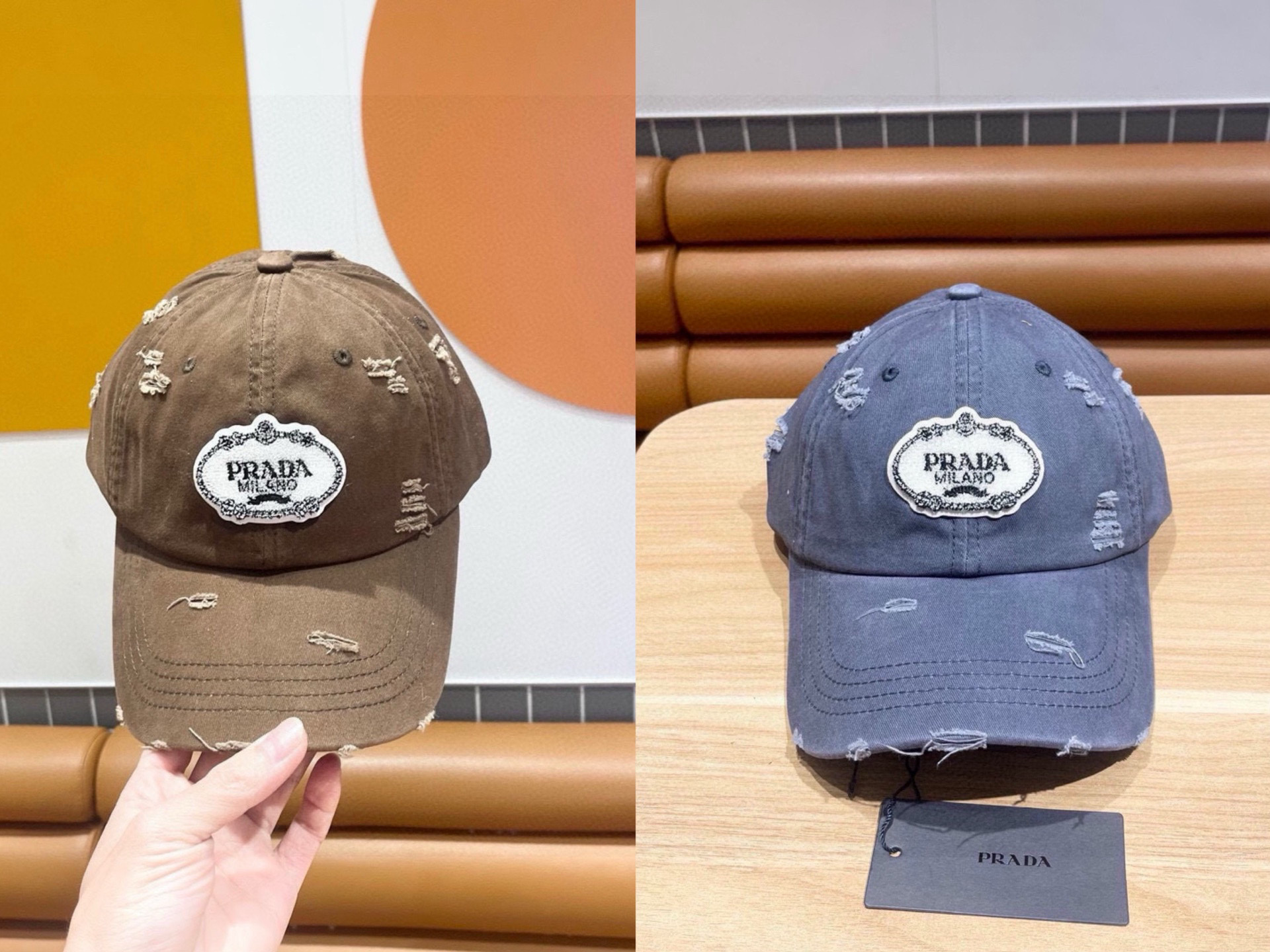  普拉达Prada 经典三角标棒球帽🧢万能必留款 戴一万年都好看 日常刚需 颜色完美 帽型正点 简直谁戴