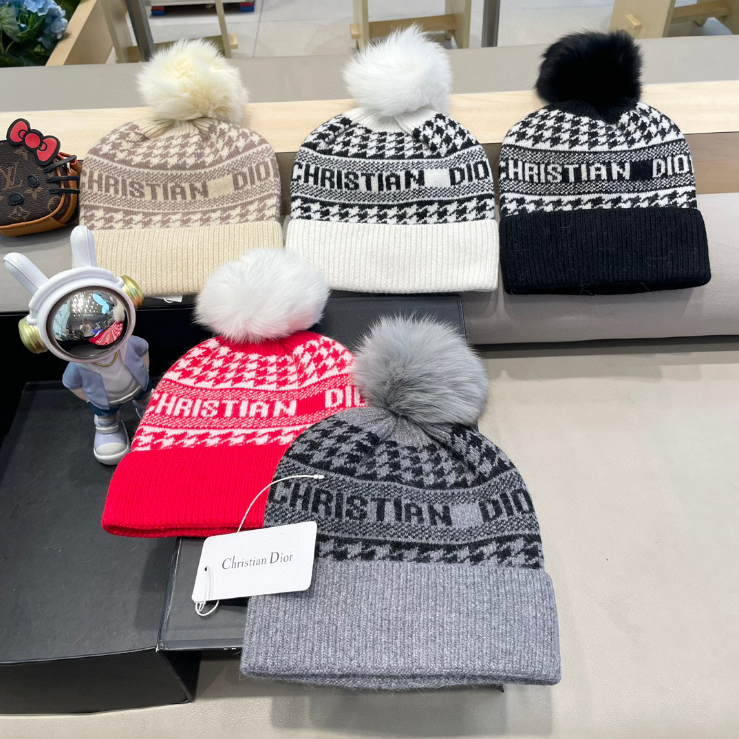  迪奥LEMAER乐玛尔 法单字母千鸟格花纹设计卷边休闲帽&窄版