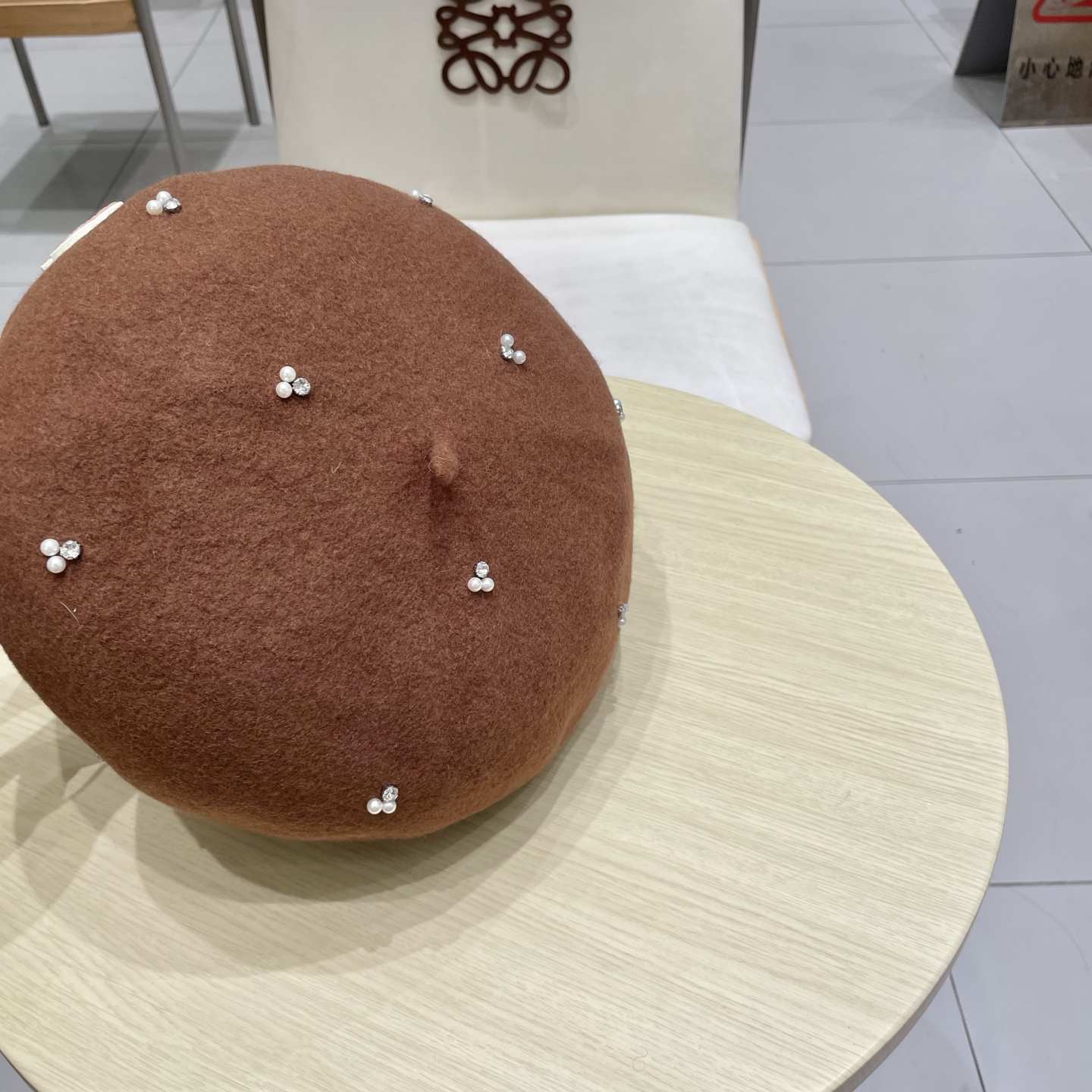  chanel香奈儿手工珍珠时尚百搭贝雷帽女秋冬新款优雅气质羊毛画家帽显脸小