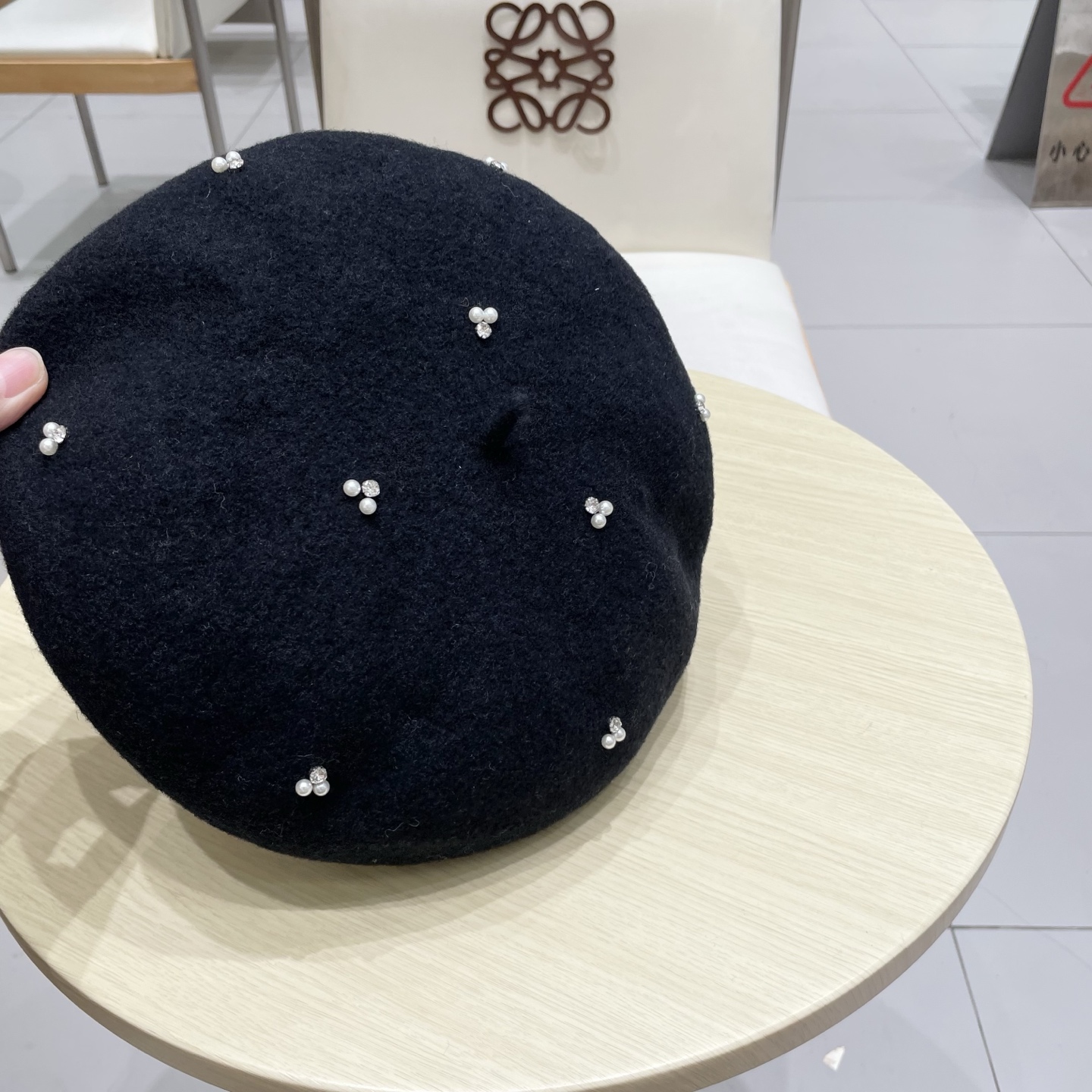  chanel香奈儿手工珍珠时尚百搭贝雷帽女秋冬新款优雅气质羊毛画家帽显脸小