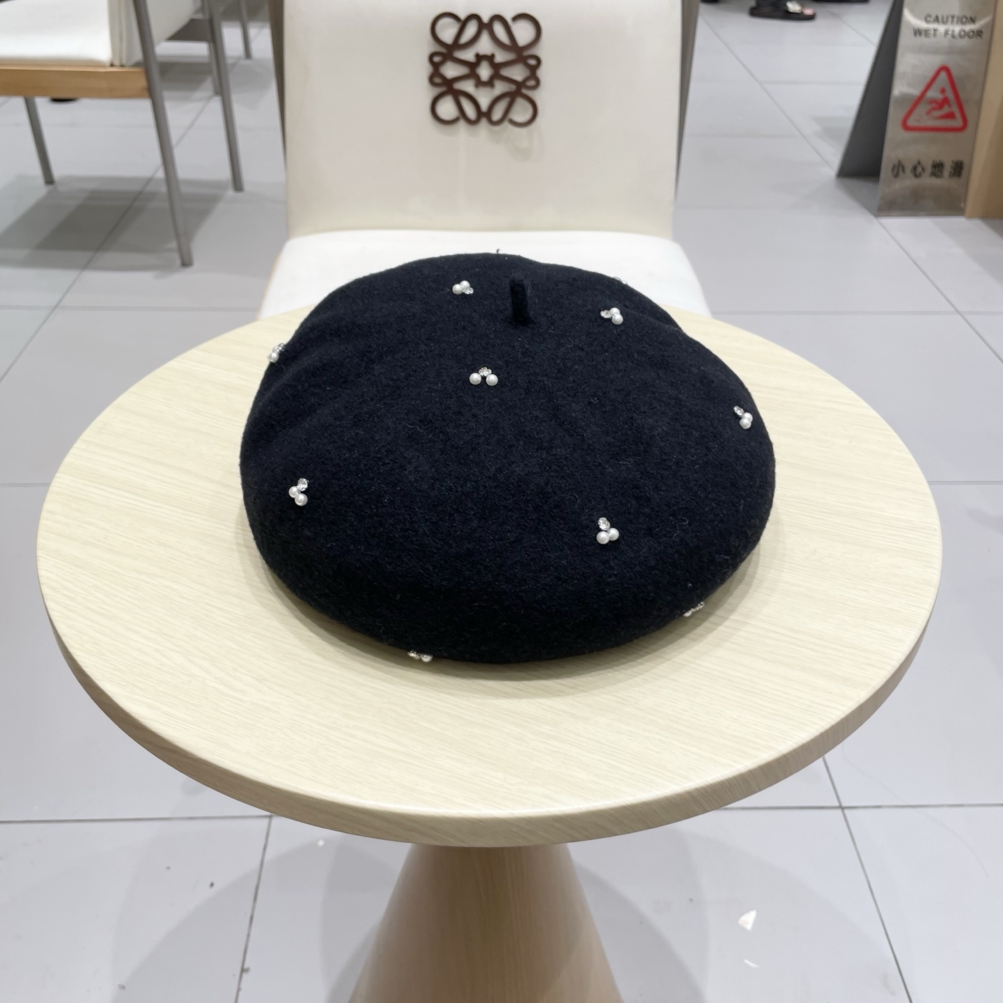  chanel香奈儿手工珍珠时尚百搭贝雷帽女秋冬新款优雅气质羊毛画家帽显脸小