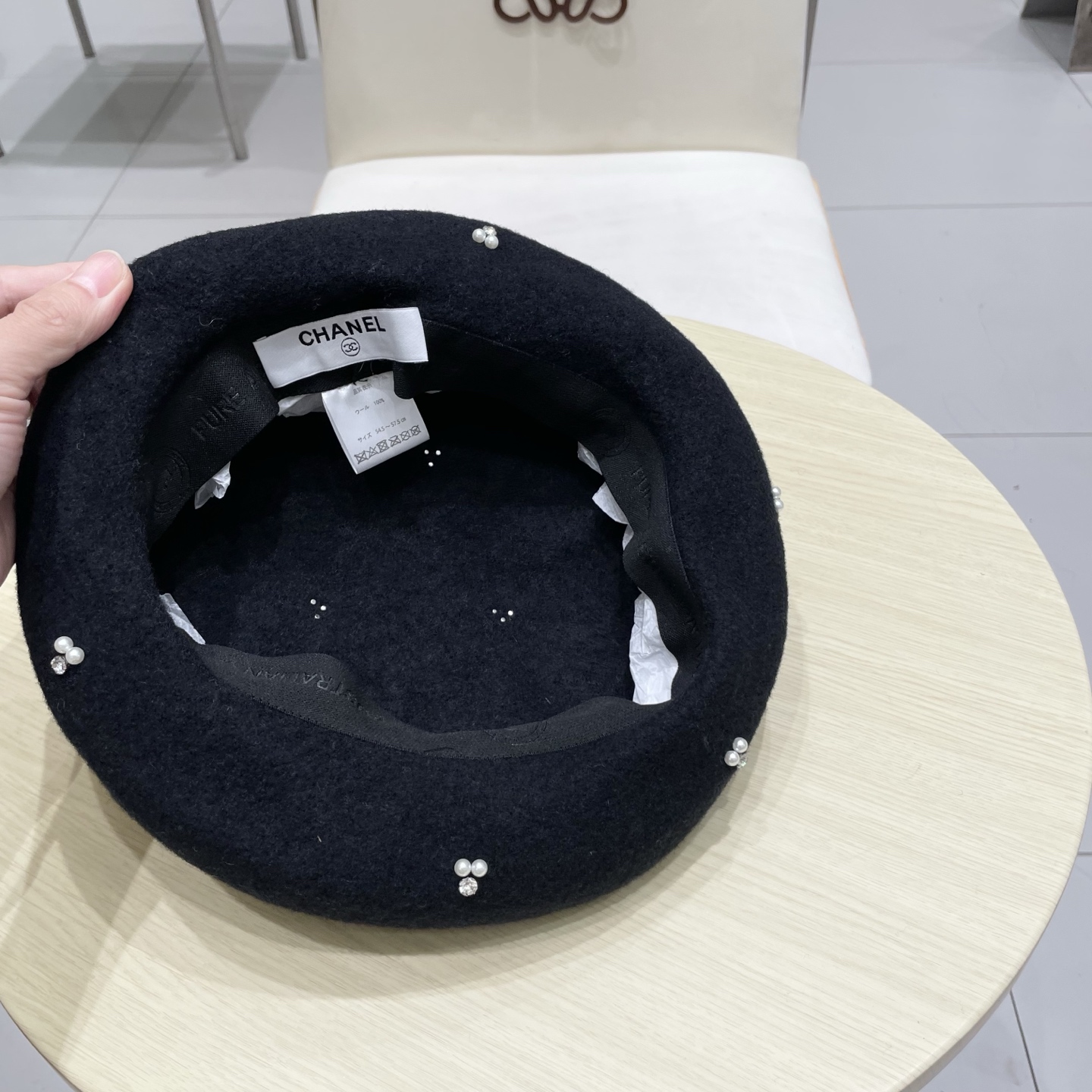  chanel香奈儿手工珍珠时尚百搭贝雷帽女秋冬新款优雅气质羊毛画家帽显脸小