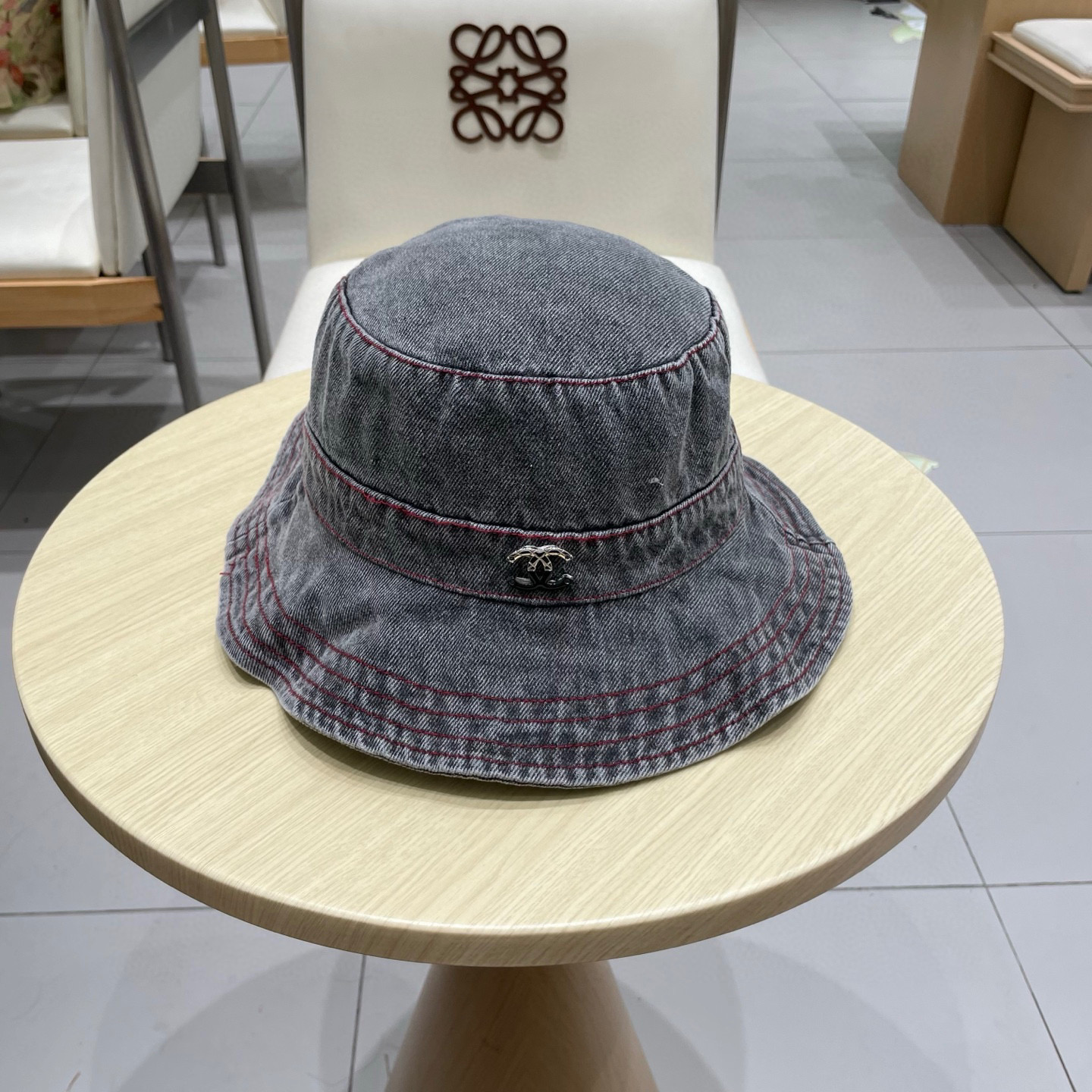  chanel香奈儿蓝色牛仔登山帽渔夫帽女夏季新款大头围防晒帽遮阳帽户外百搭盆帽