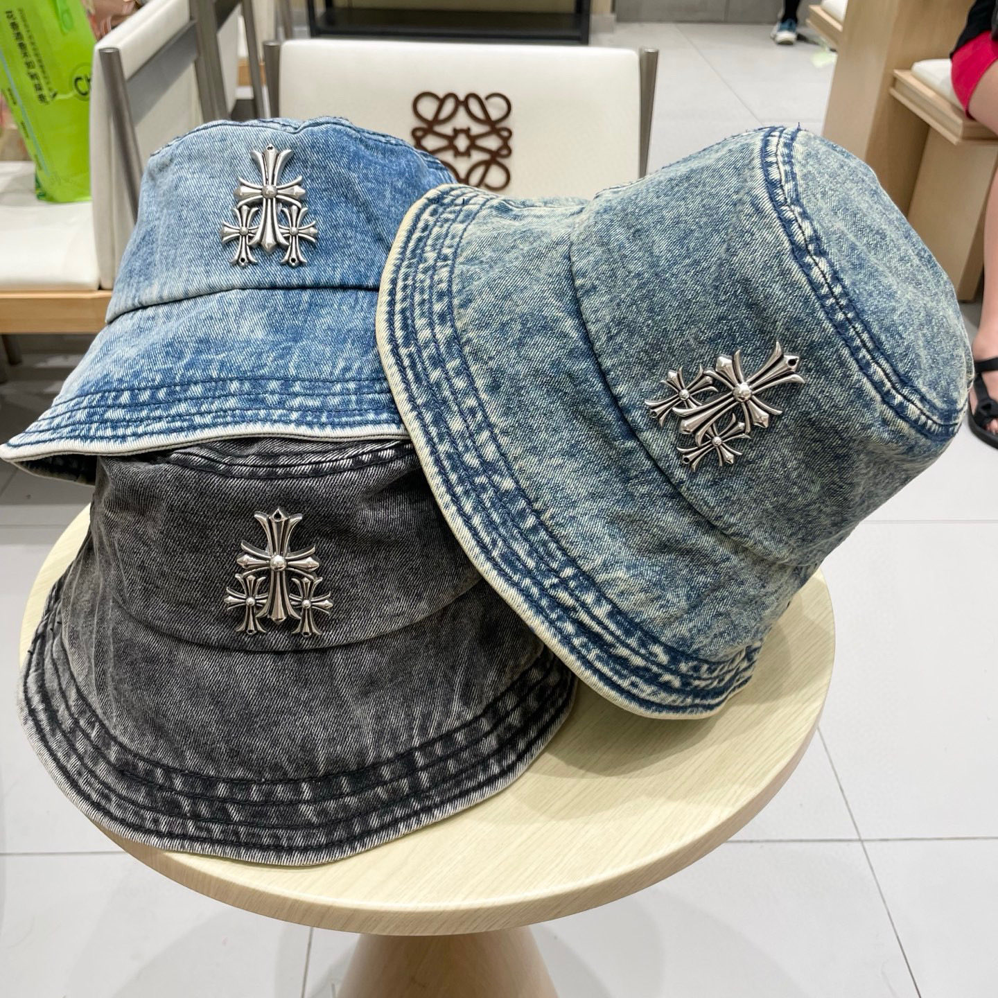  Chrome Hearts 克罗心💓2025秋新款复古水洗做旧牛仔盆帽渔夫帽户外遮阳帽软牛仔渔夫帽