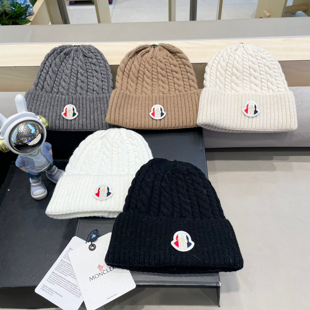  moncler秋冬新品100羊绒帽加厚保暖麻花ins男女通用时尚百搭针织毛线冷帽