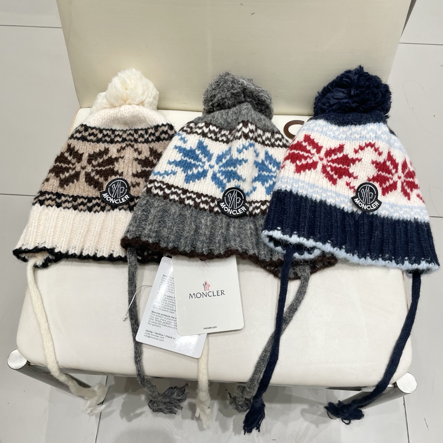 蒙口Moncler盟可睐💥蒙口可爱针织毛线帽子女秋冬季百搭显脸小护耳保暖防寒包头雷锋帽