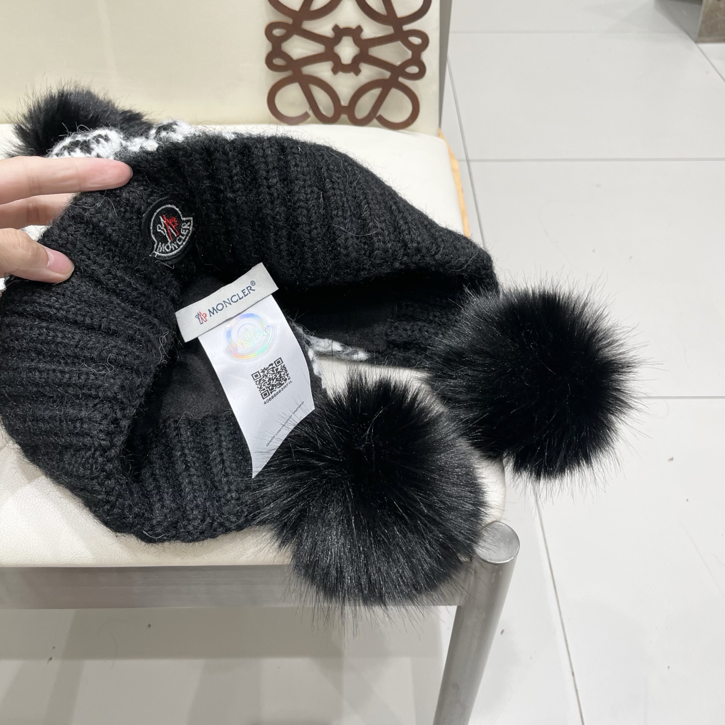  蒙口Moncler盟可睐💥毛线帽子女秋冬季提花针织护耳帽加厚保暖雷锋帽可爱毛球百搭冷帽