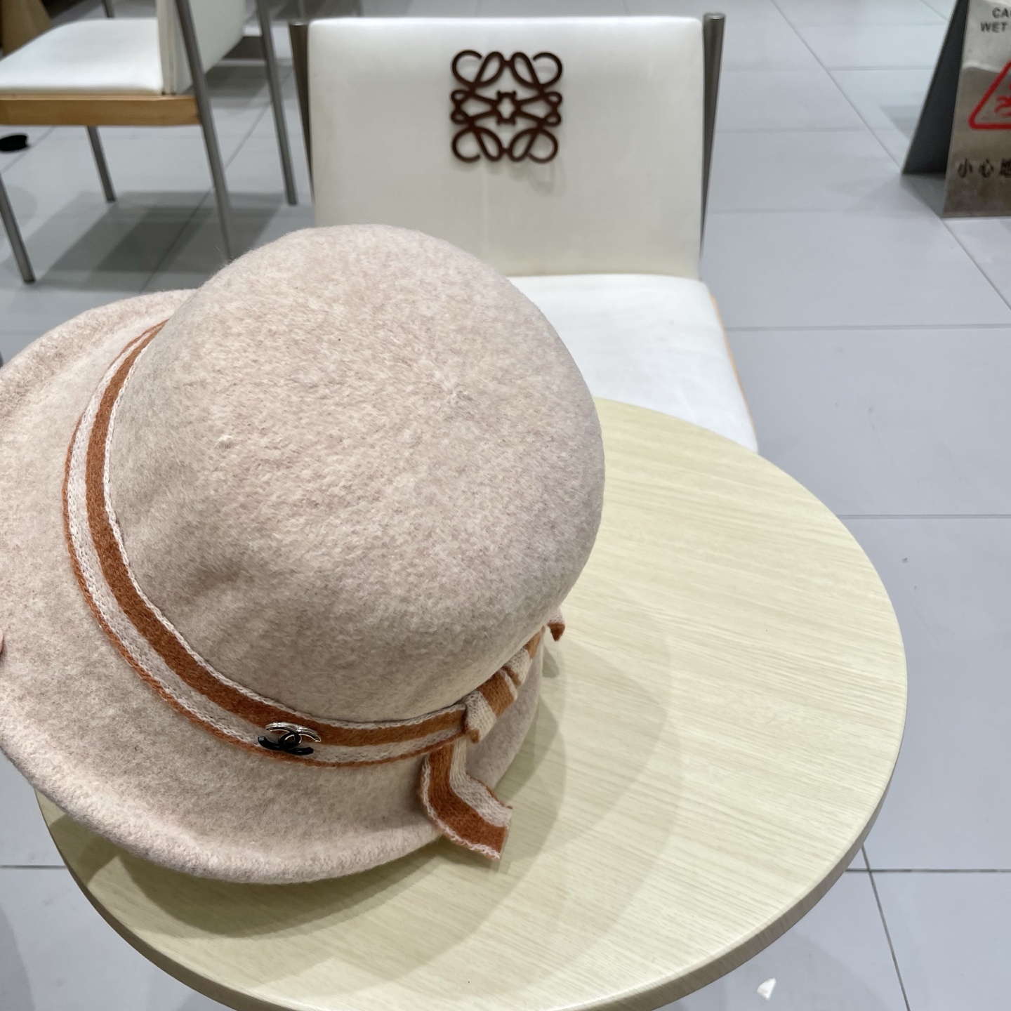  chanel香奈儿燕麦香气 羊毛针织蝴蝶结渔夫帽秋冬条纹织带盆帽