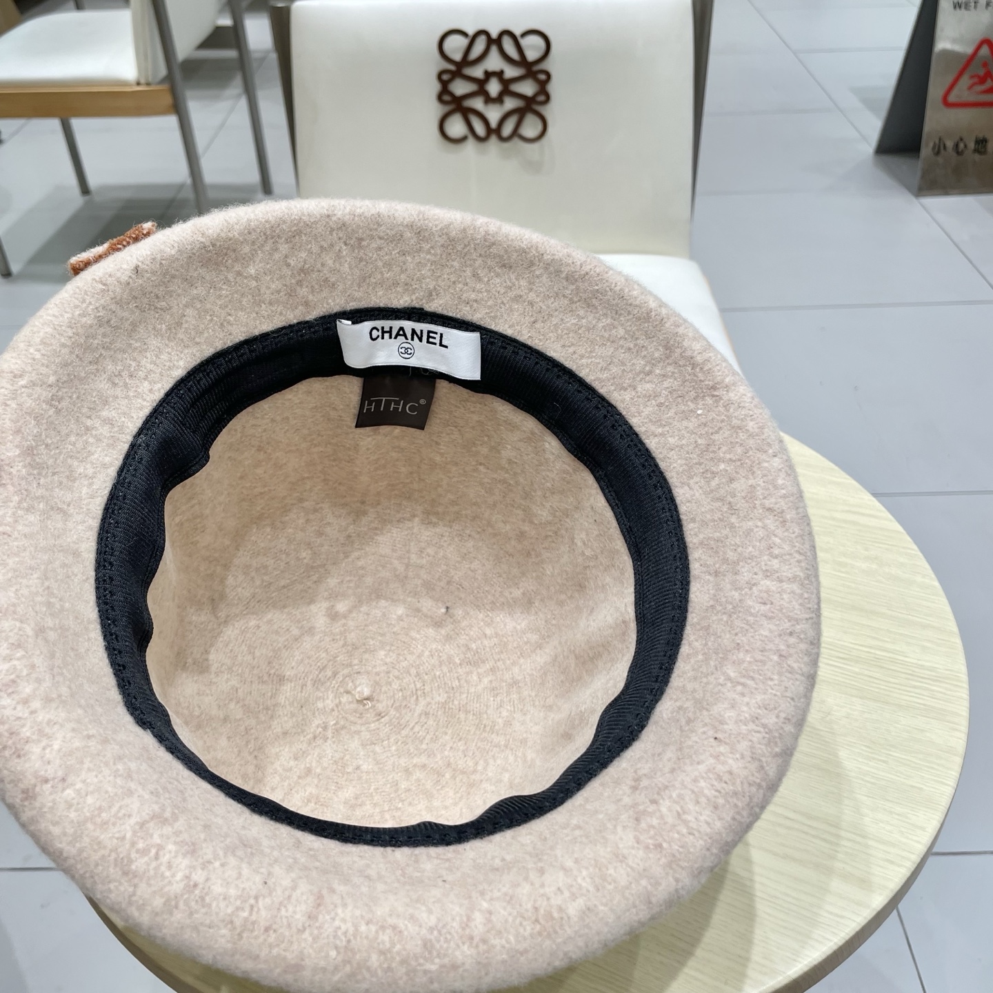  chanel香奈儿燕麦香气 羊毛针织蝴蝶结渔夫帽秋冬条纹织带盆帽