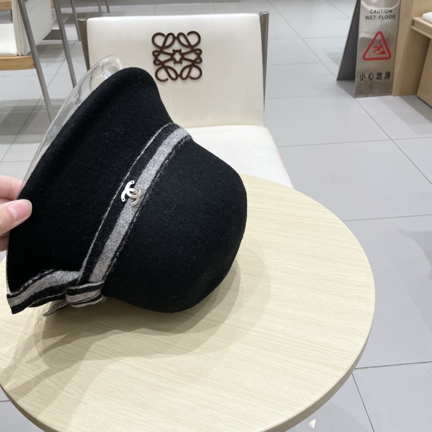  chanel香奈儿燕麦香气 羊毛针织蝴蝶结渔夫帽秋冬条纹织带盆帽