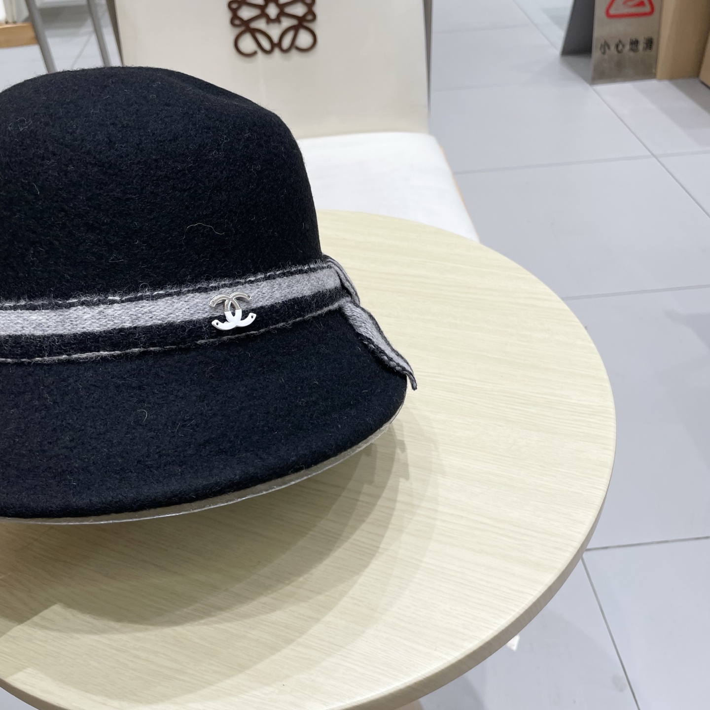  chanel香奈儿燕麦香气 羊毛针织蝴蝶结渔夫帽秋冬条纹织带盆帽