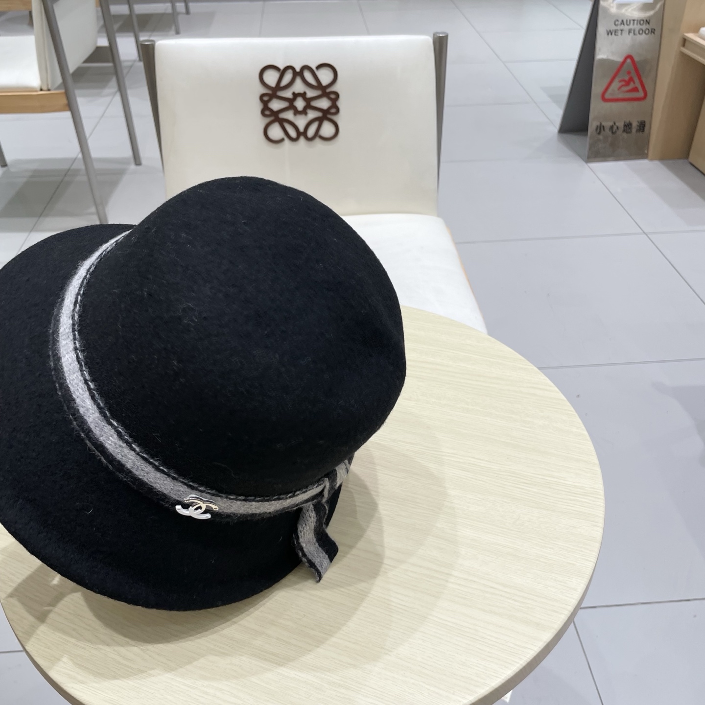  chanel香奈儿燕麦香气 羊毛针织蝴蝶结渔夫帽秋冬条纹织带盆帽