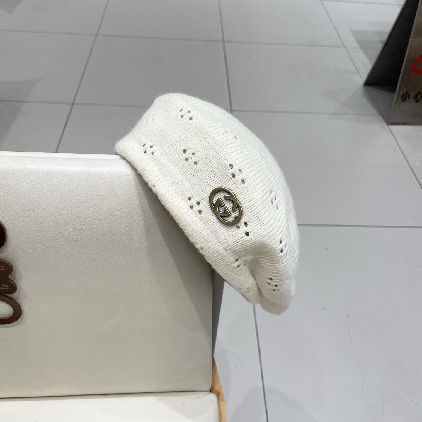  gucci古奇贝雷帽女纯色镂空气质文艺画家帽