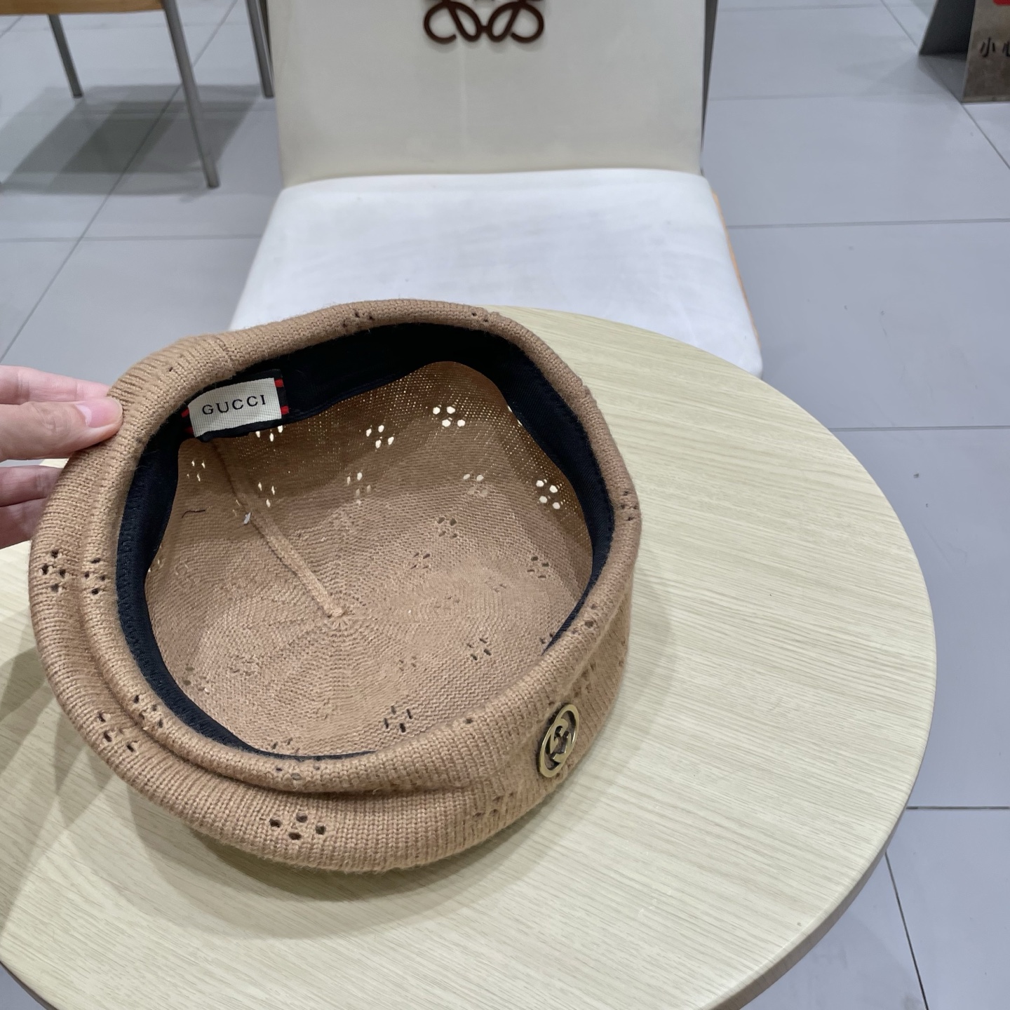  gucci古奇贝雷帽女纯色镂空气质文艺画家帽