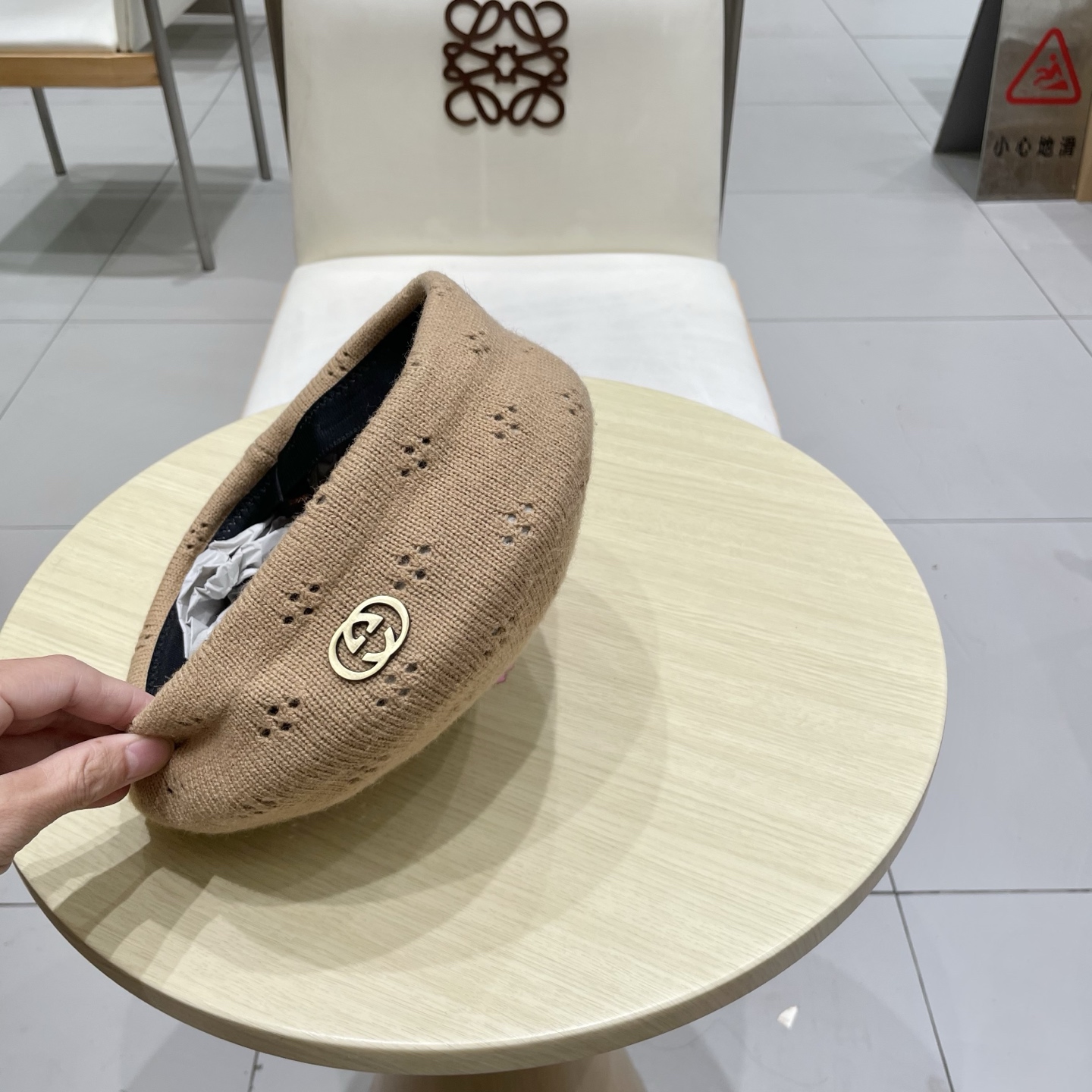  gucci古奇贝雷帽女纯色镂空气质文艺画家帽