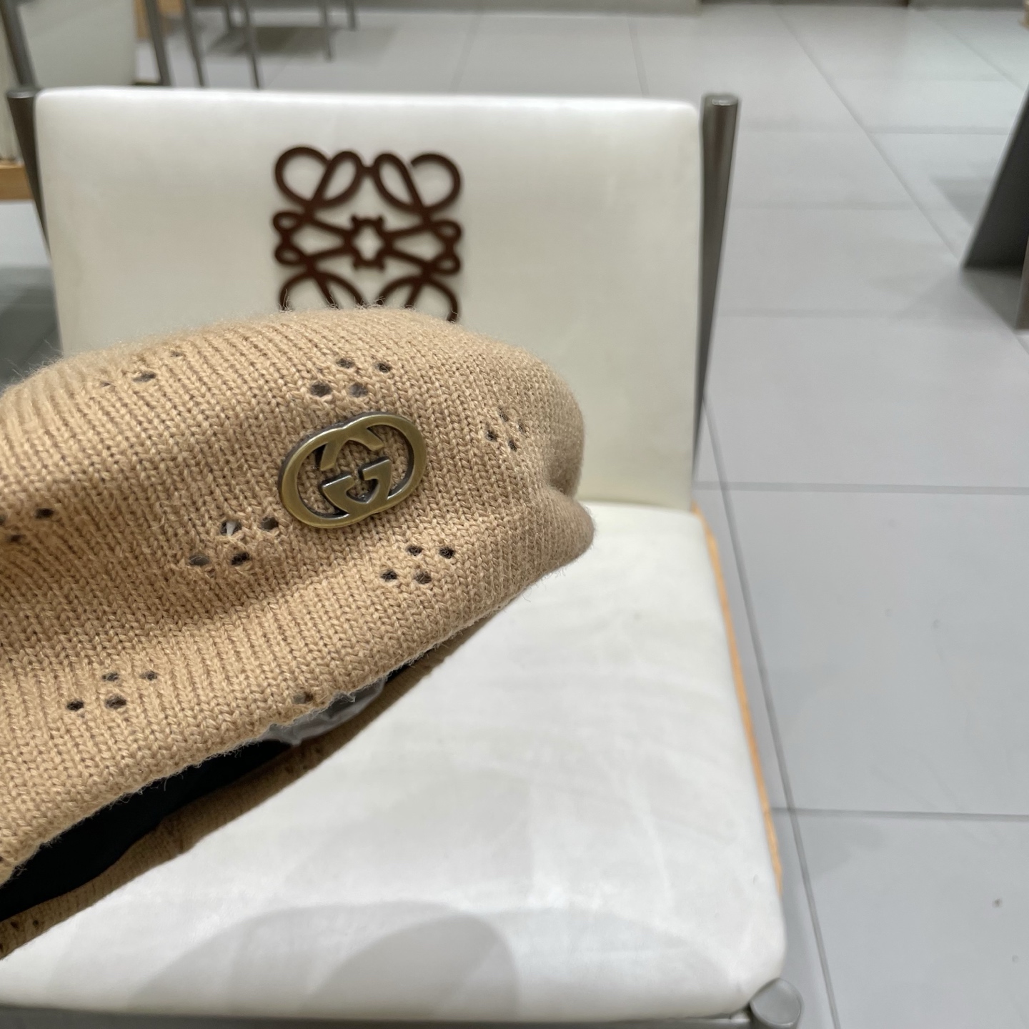  gucci古奇贝雷帽女纯色镂空气质文艺画家帽