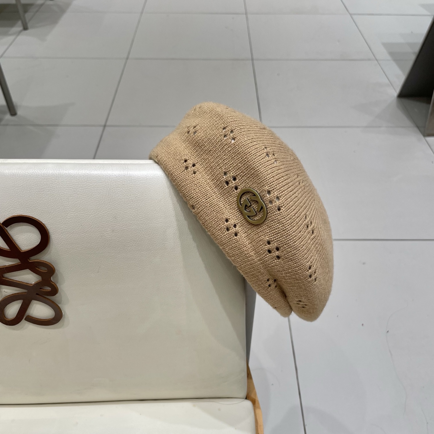  gucci古奇贝雷帽女纯色镂空气质文艺画家帽