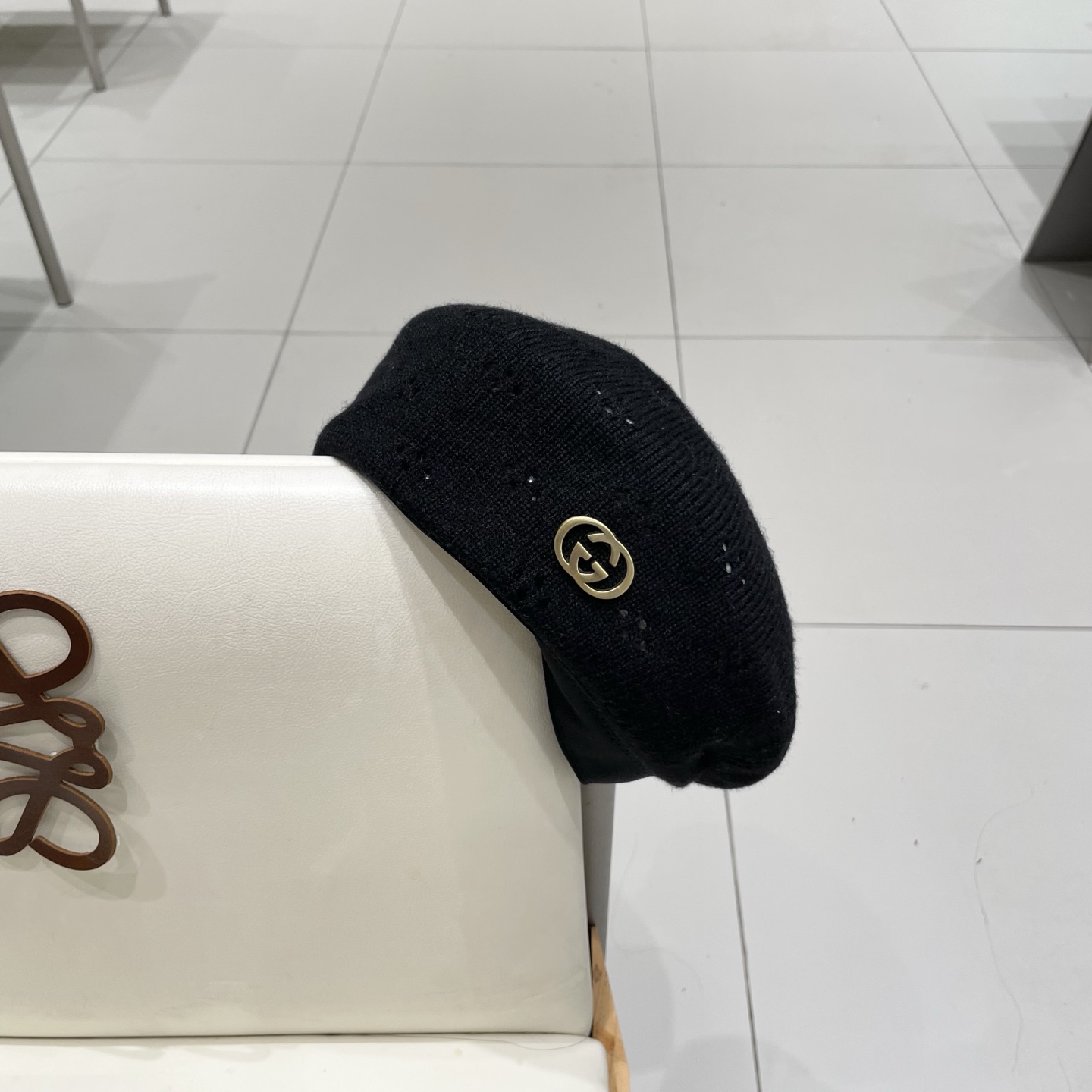  gucci古奇贝雷帽女纯色镂空气质文艺画家帽