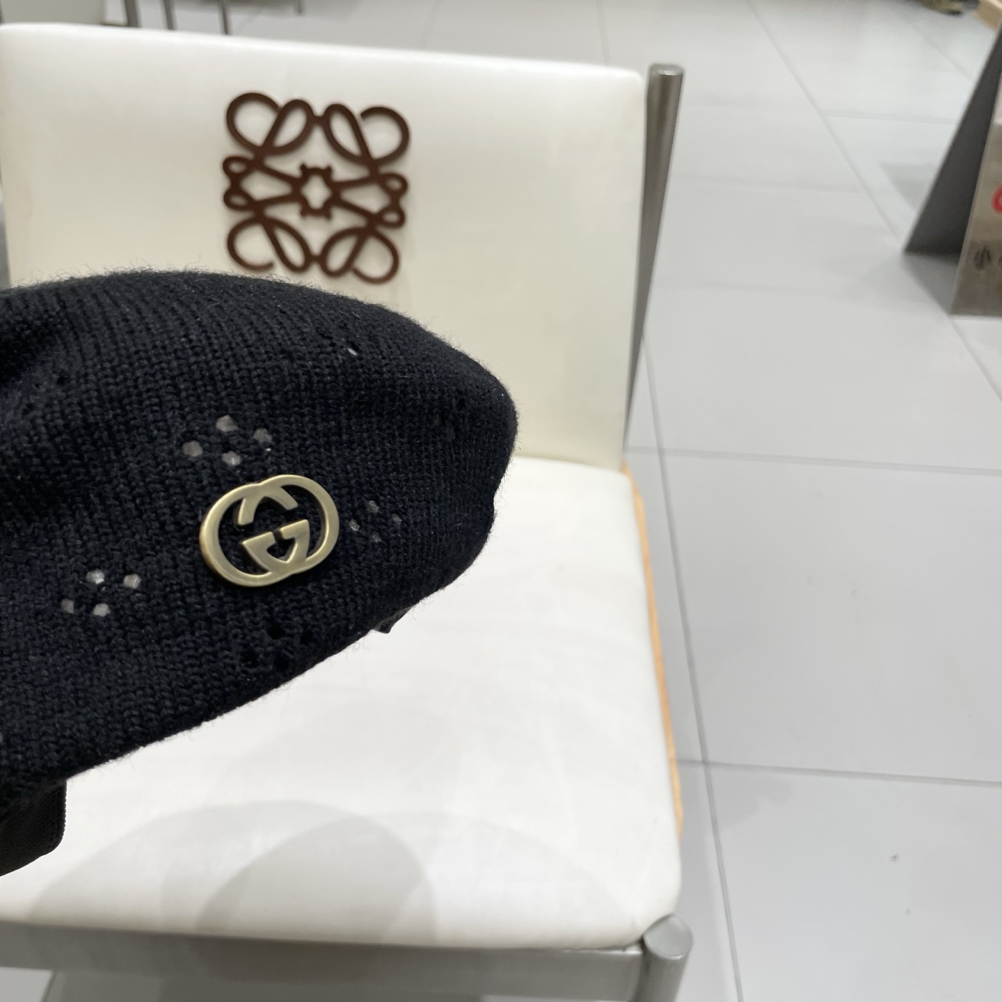  gucci古奇贝雷帽女纯色镂空气质文艺画家帽