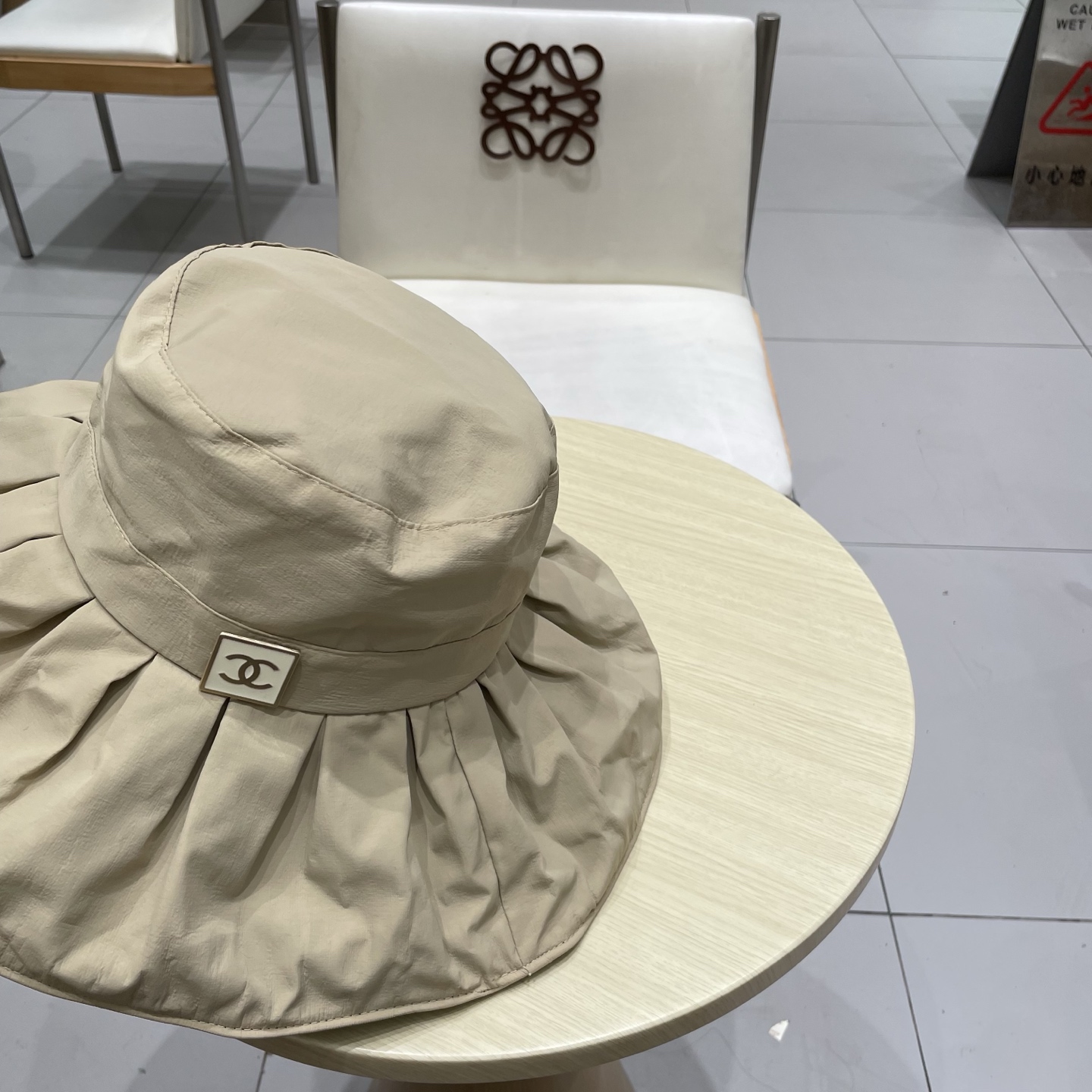  chanel香奈儿彩胶防晒遮阳帽女夏季大帽檐遮脸防紫外线渔夫帽子薄款速干太阳帽