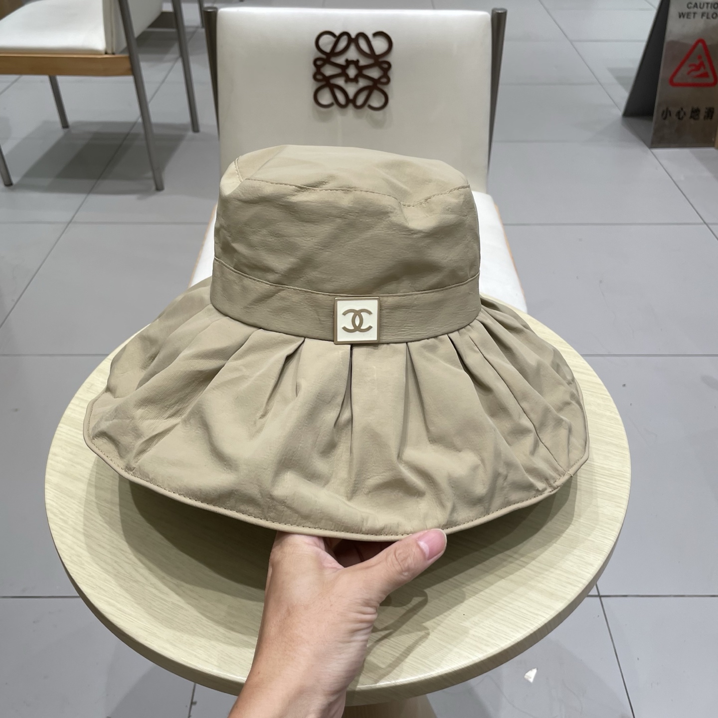  chanel香奈儿彩胶防晒遮阳帽女夏季大帽檐遮脸防紫外线渔夫帽子薄款速干太阳帽