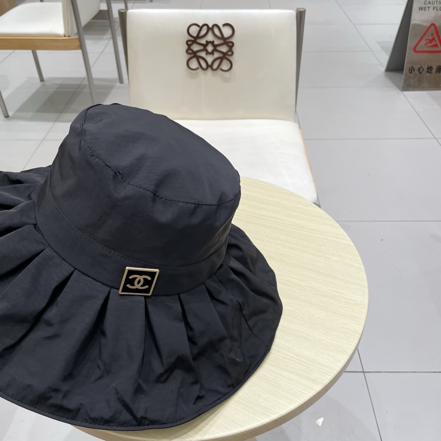  chanel香奈儿彩胶防晒遮阳帽女夏季大帽檐遮脸防紫外线渔夫帽子薄款速干太阳帽