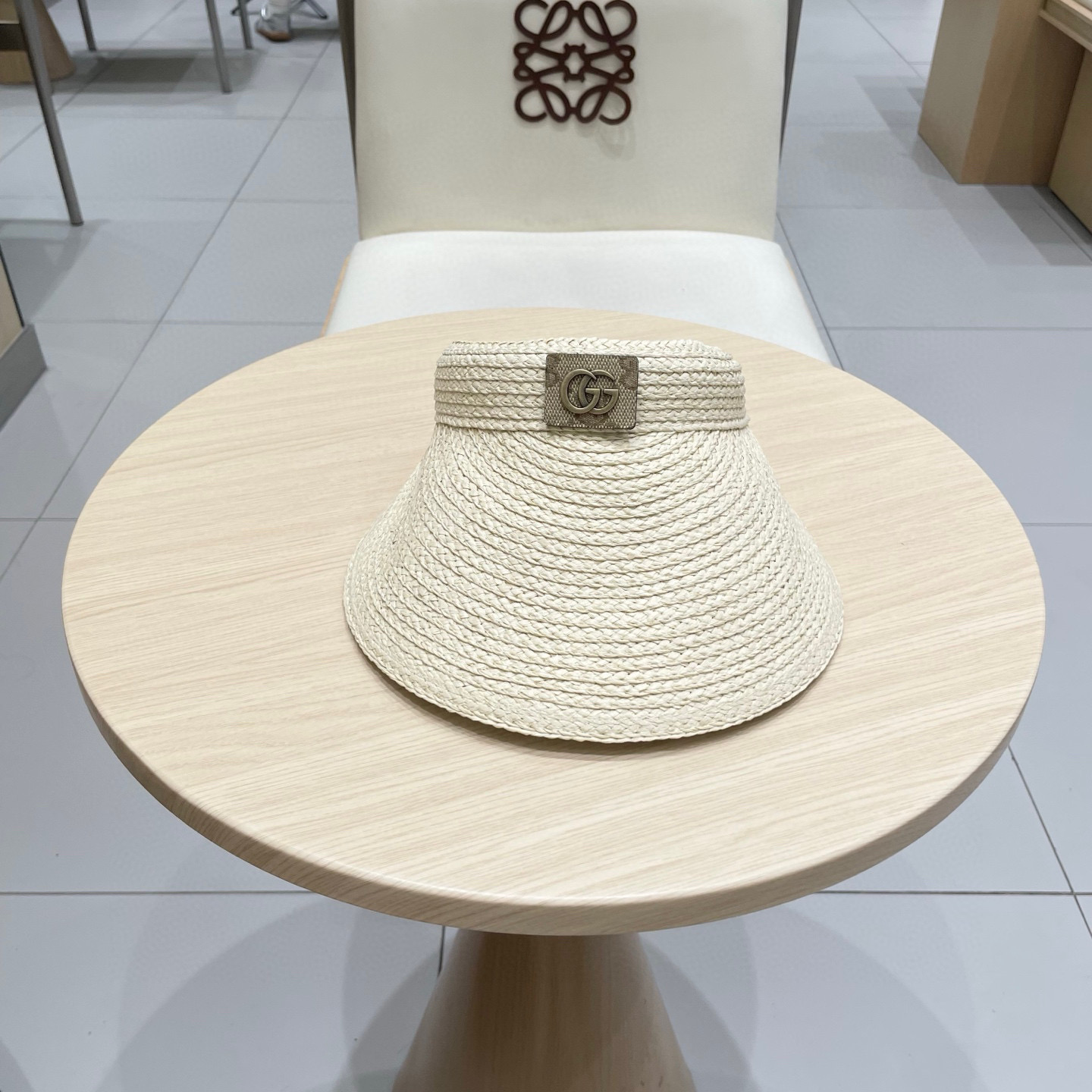 gucci古奇拉菲草帽女夏季防晒空顶帽高级感韩版ins风防紫外线大檐遮阳帽女