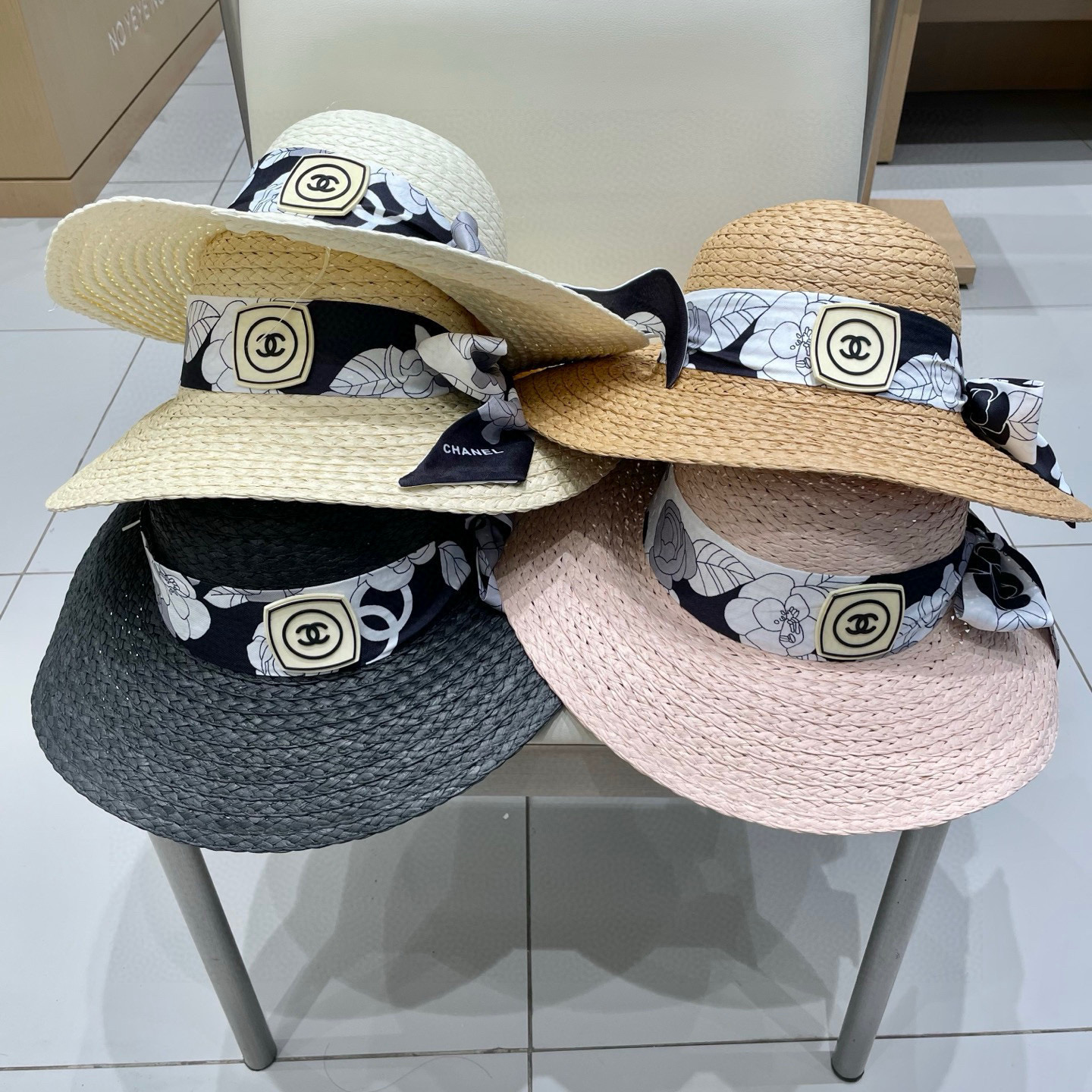  Chanel香奈儿草帽，丝带蝴蝶结盆帽，名媛风PP草帽，头围57c
