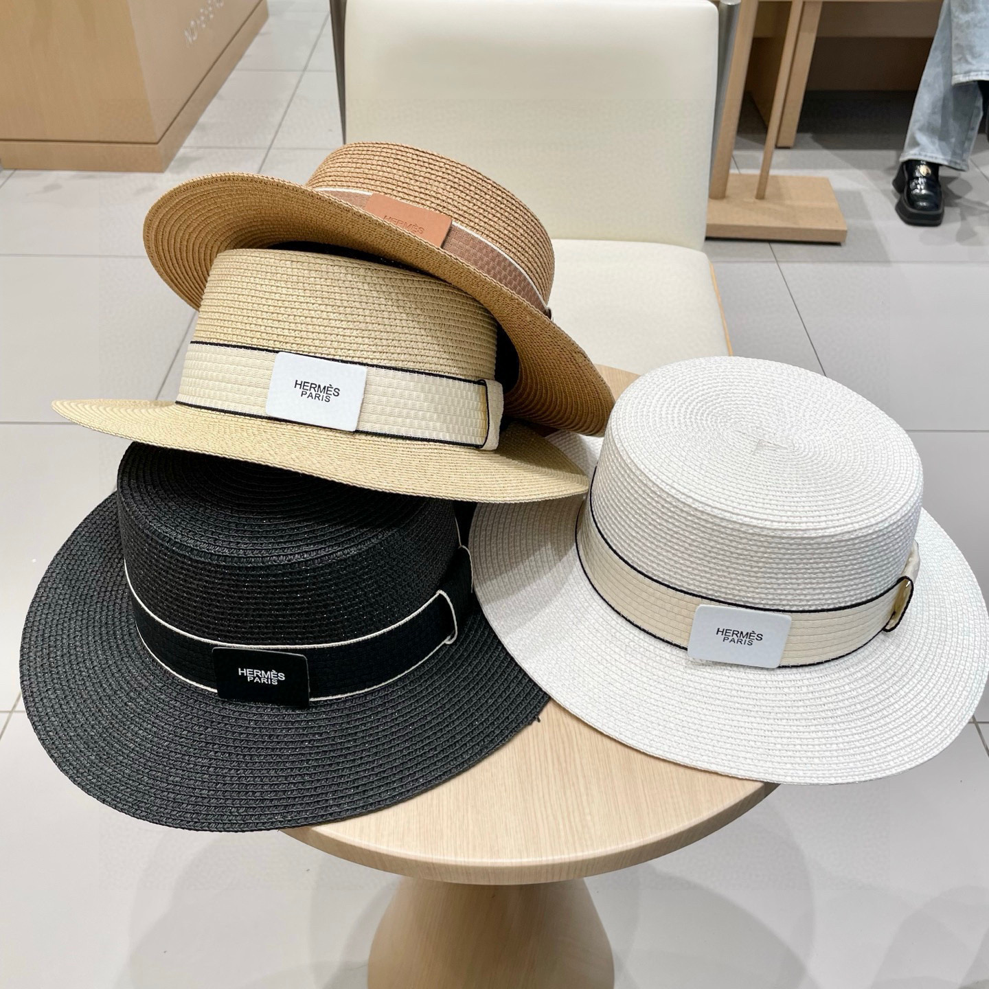  爱马仕新款草帽，平顶礼帽，头围57cm
