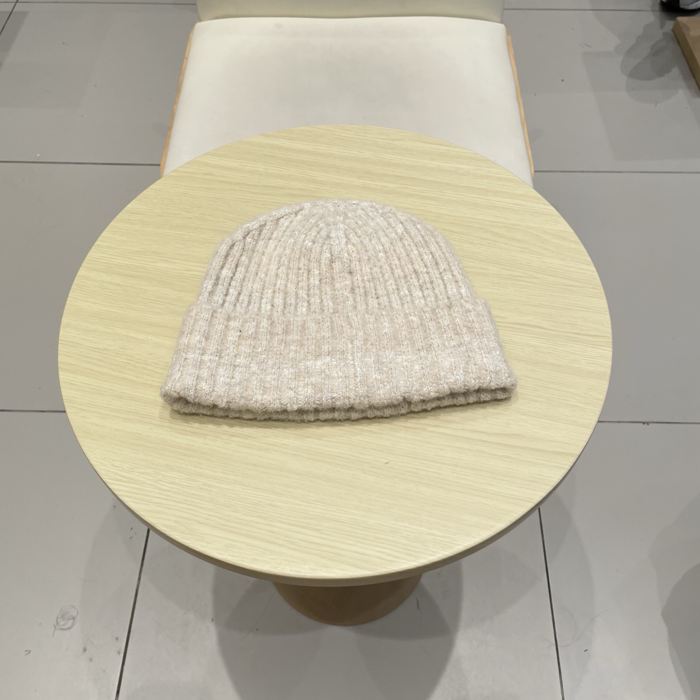   moncler 蒙口米色针织帽男女秋冬季毛线帽百搭显脸小保暖冷帽