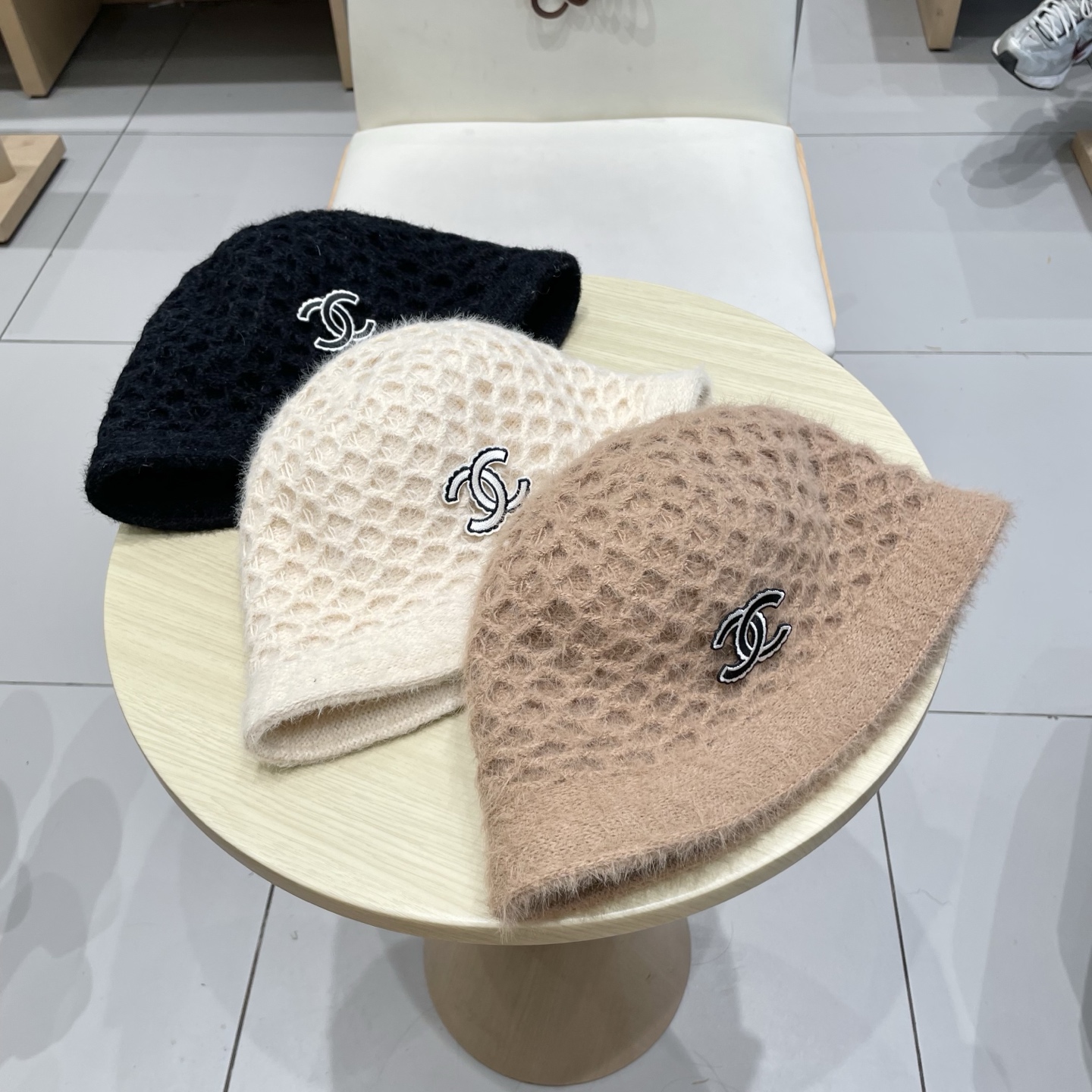 chanel香奈儿双面可戴针织渔夫帽子女秋冬季保暖护耳纯色百搭盆帽显脸小水桶帽