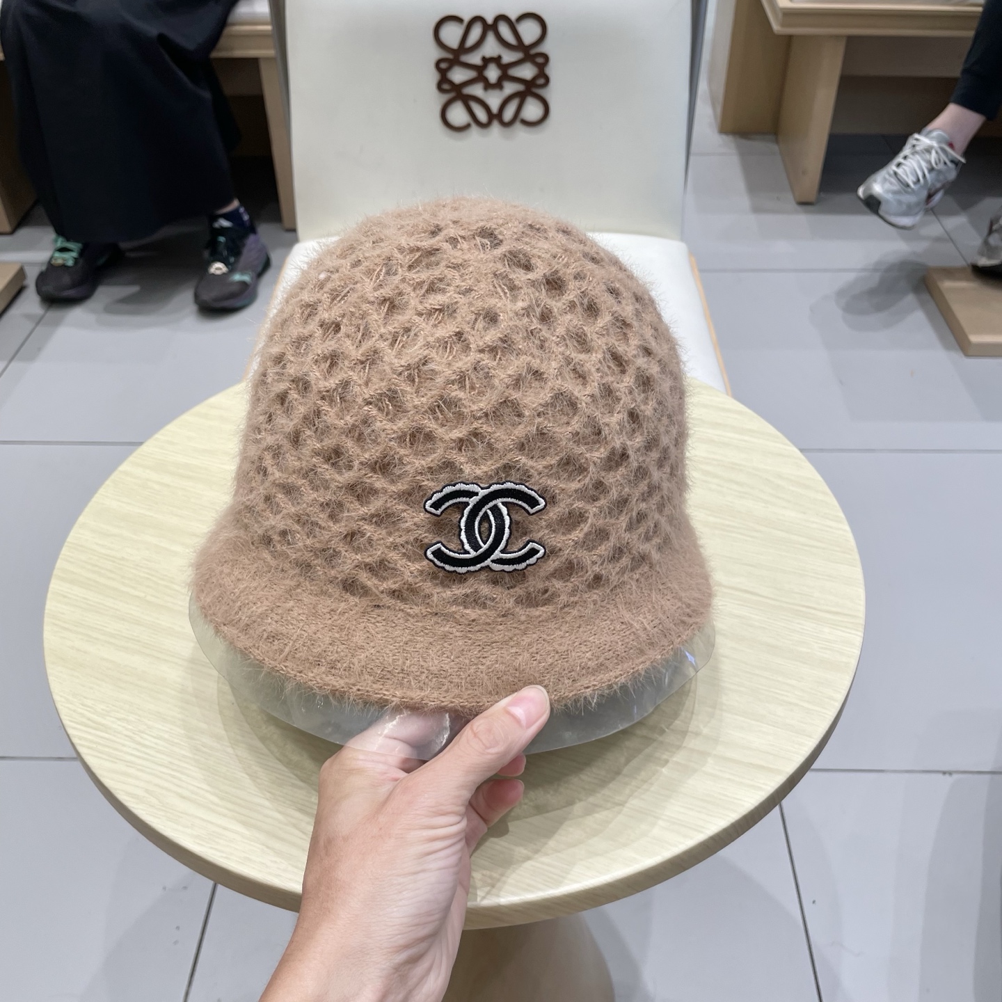 chanel香奈儿双面可戴针织渔夫帽子女秋冬季保暖护耳纯色百搭盆帽显脸小水桶帽