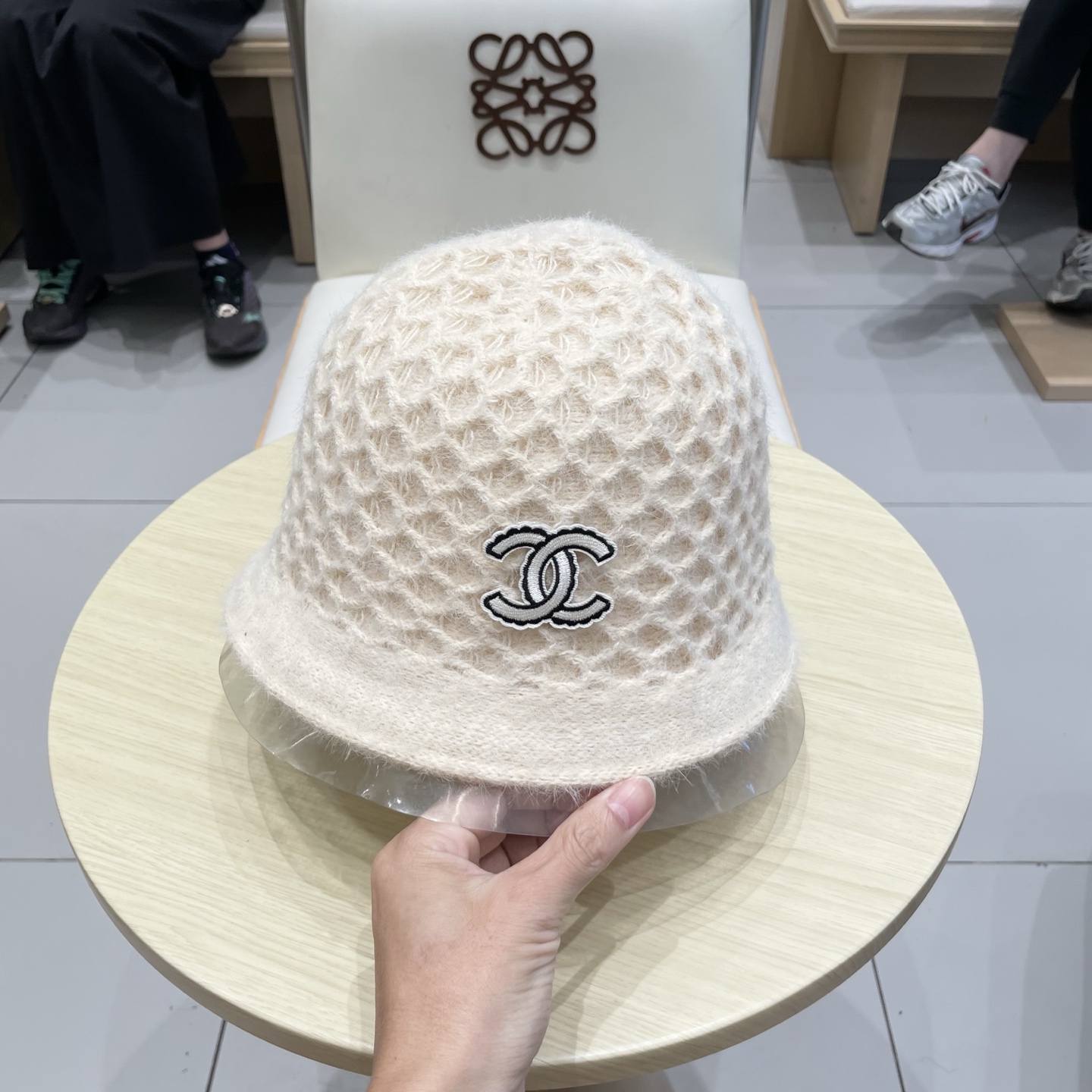 chanel香奈儿双面可戴针织渔夫帽子女秋冬季保暖护耳纯色百搭盆帽显脸小水桶帽