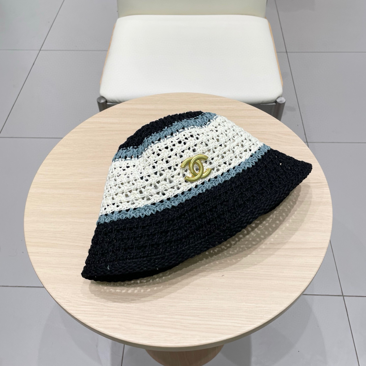  Chanel香奈儿遮阳草帽子女夏季草编镂空透气盆帽素颜百搭显脸小撞色水桶渔夫帽