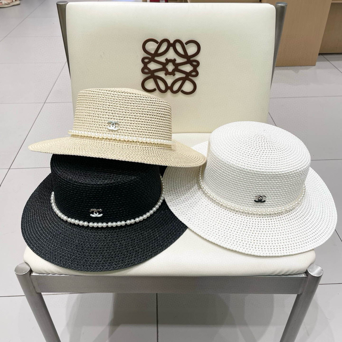  普拉达新款平顶礼帽，名族风草帽，头围57cm