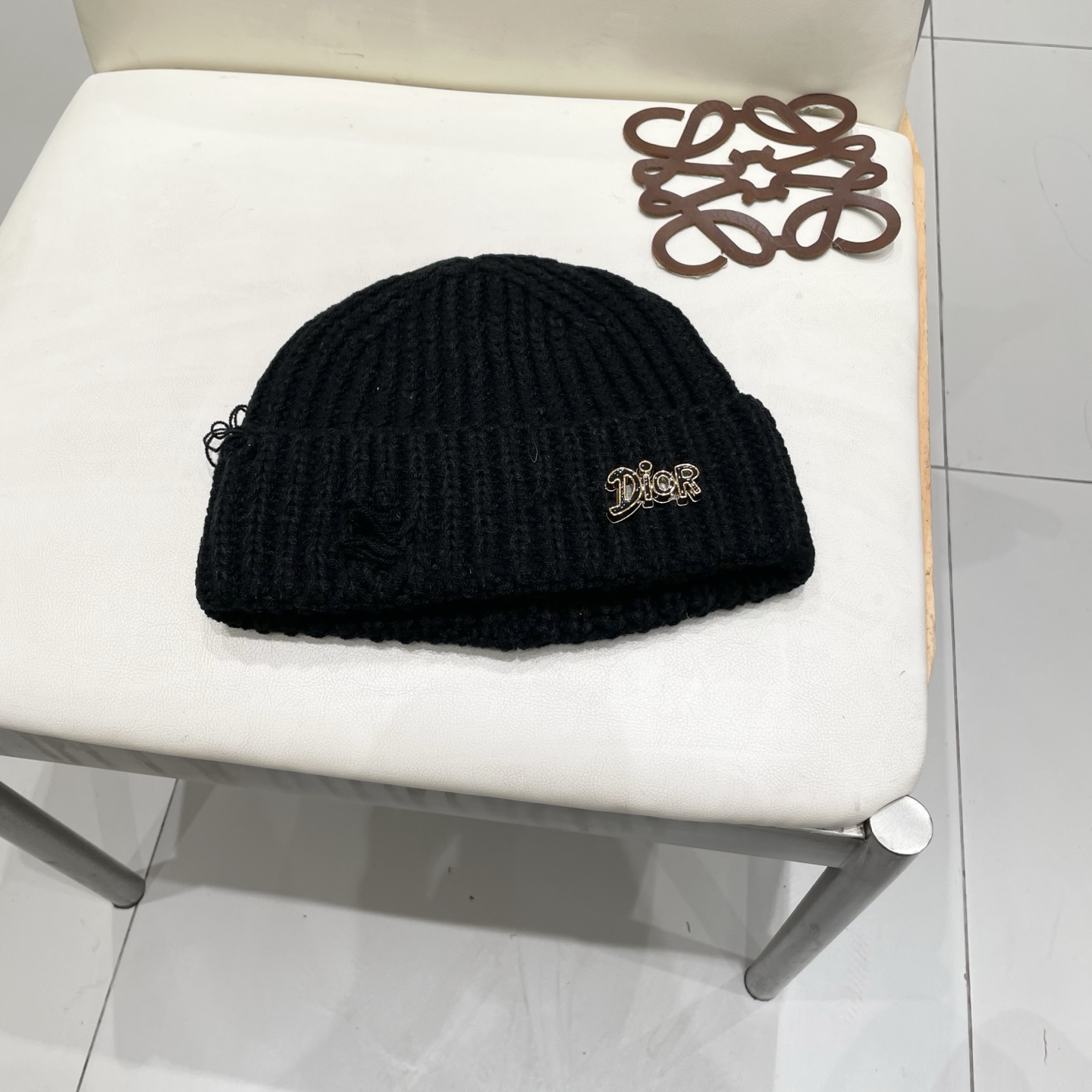 DIOR迪奥破洞针织帽子女冬季复古百搭显脸小毛线帽大头围保暖冷帽