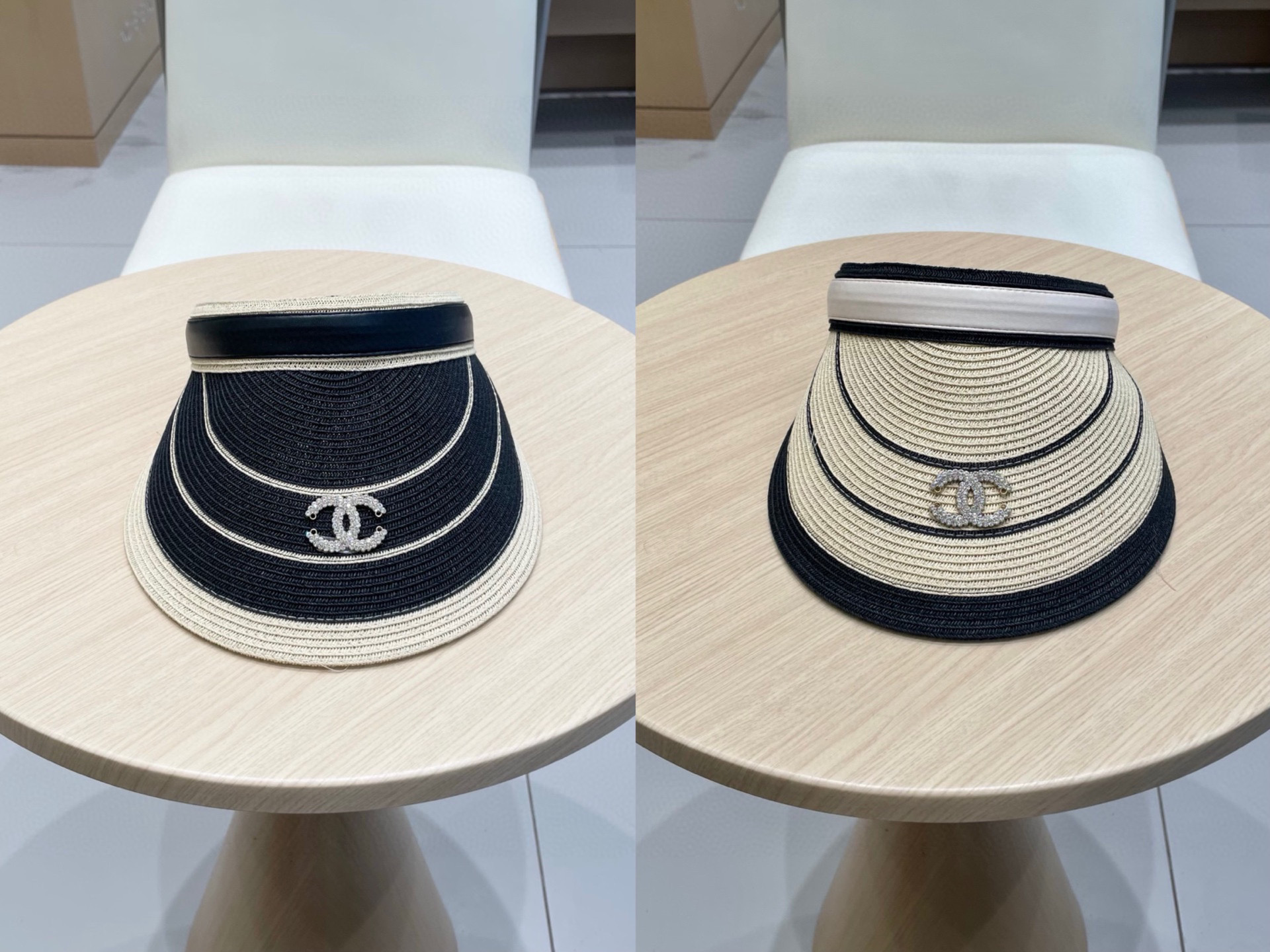  Chanel香奈儿空顶帽女2025夏季新款拼色细纸辫防晒帽遮阳逛街出游发箍帽子草帽